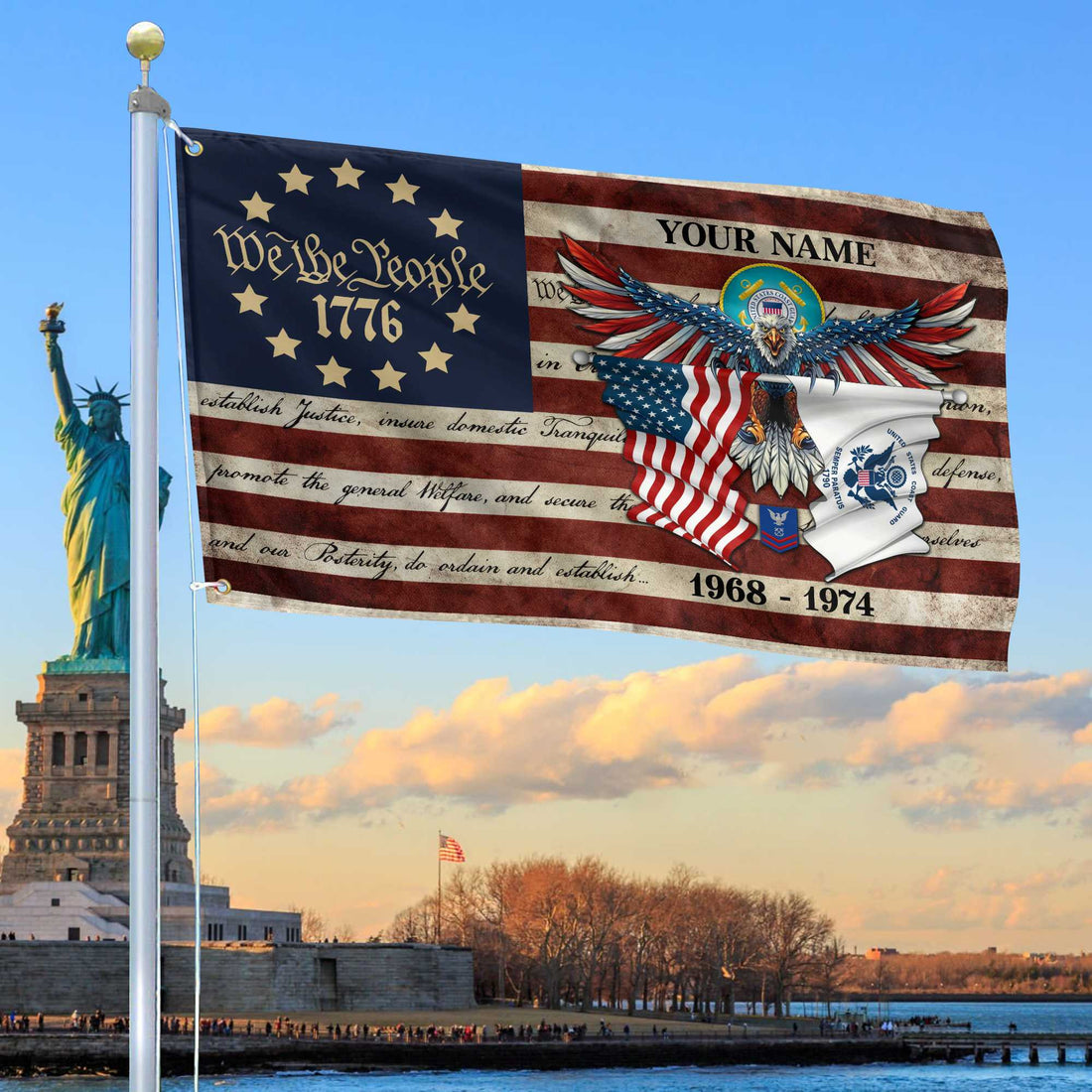 Premium Custom USCG Grommet Flag VPVC105205, Gift For Coast Guard Veteran, Best Gifts On Father's Day, Memorial Day, Independence Day, Veterans Day.