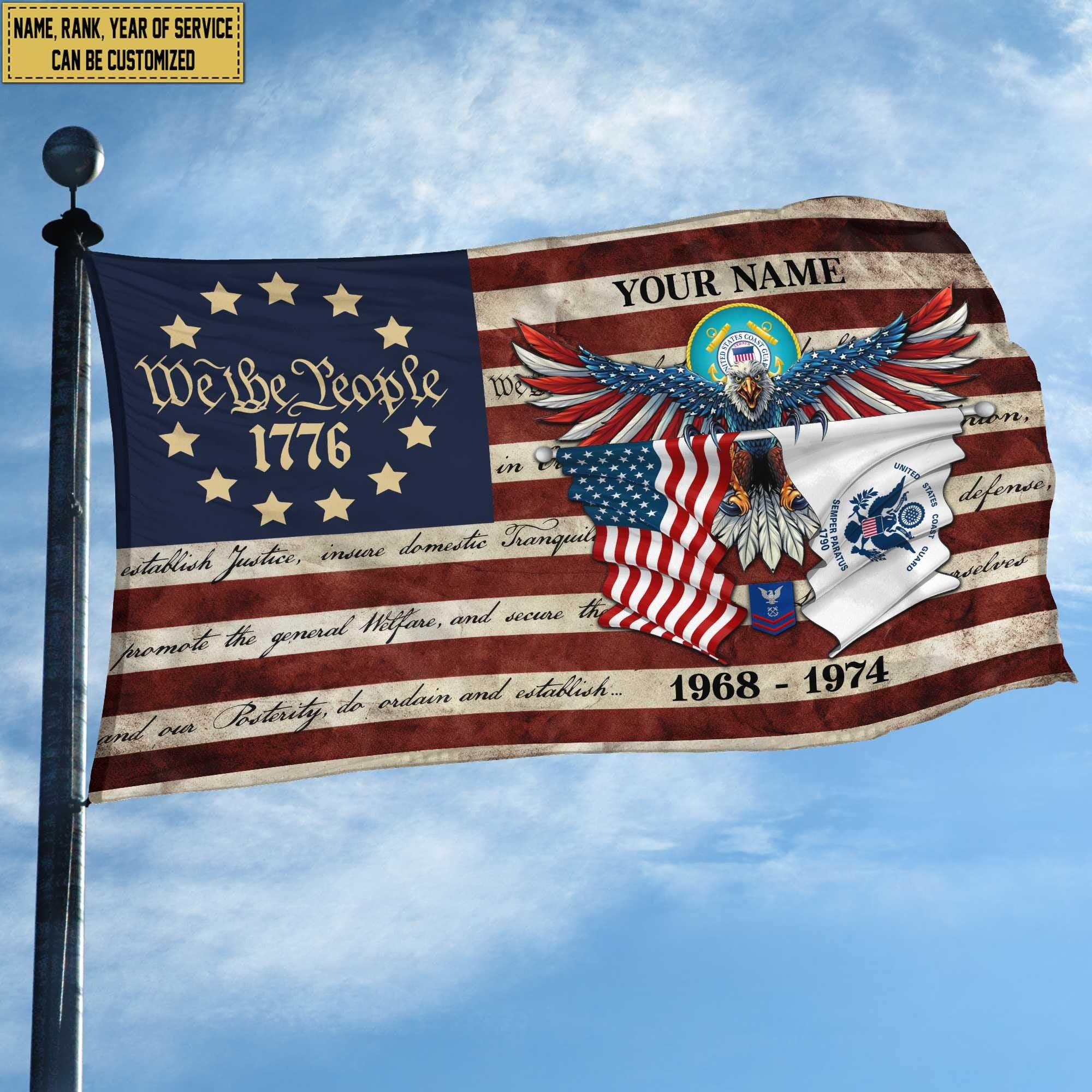Premium Custom USCG Grommet Flag VPVC105205, Gift For Coast Guard Veteran, Best Gifts On Father's Day, Memorial Day, Independence Day, Veterans Day.
