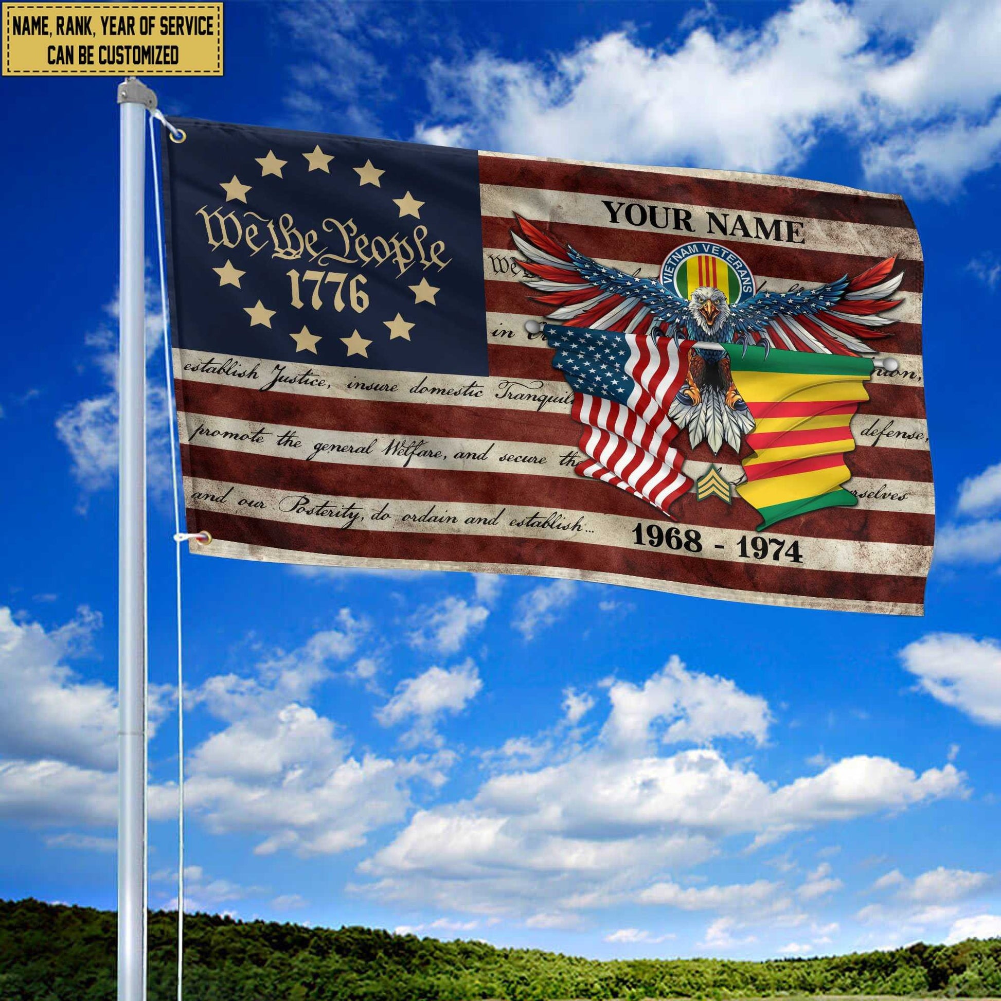 Premium Custom Vietnam Veteran Grommet Flag VPVC105206, Gift For Vietnam Veteran, Best Gifts On Father's Day, Memorial Day, Independence Day, Veterans Day.