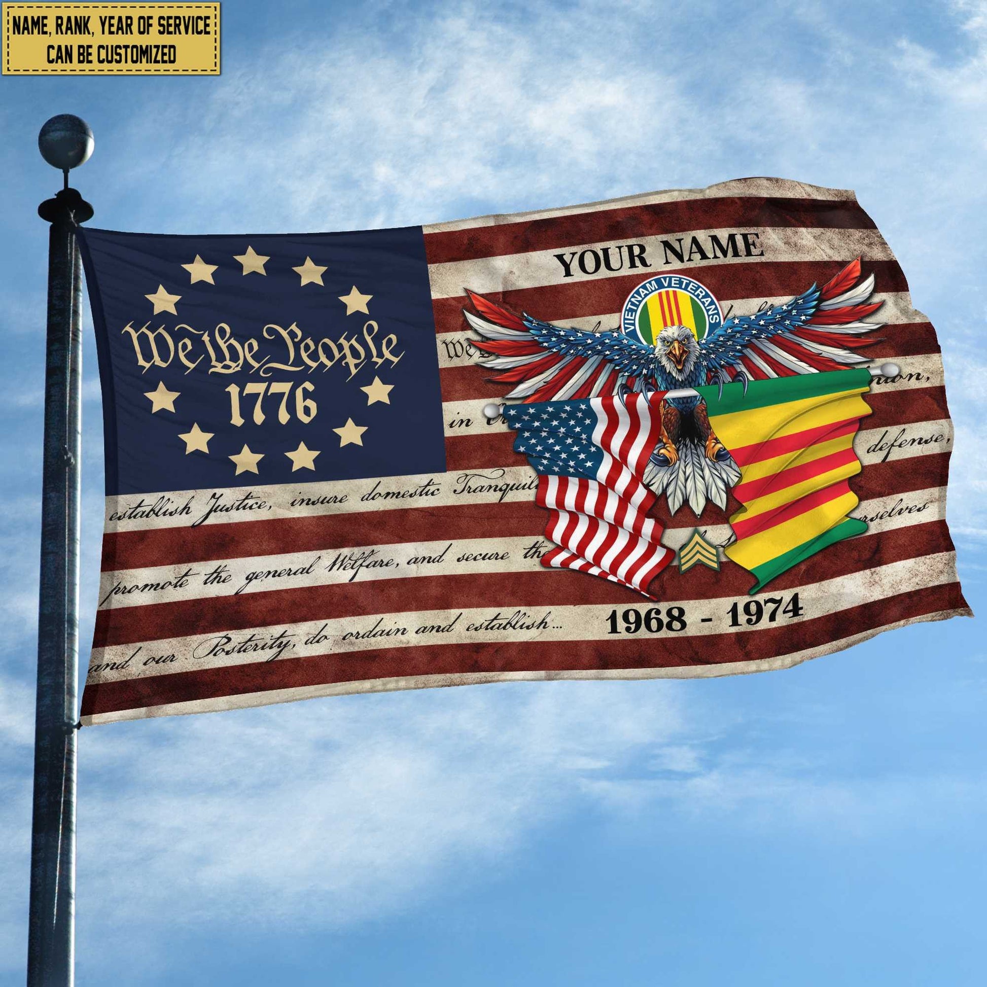 Premium Custom Vietnam Veteran Grommet Flag VPVC105206, Gift For Vietnam Veteran, Best Gifts On Father's Day, Memorial Day, Independence Day, Veterans Day.