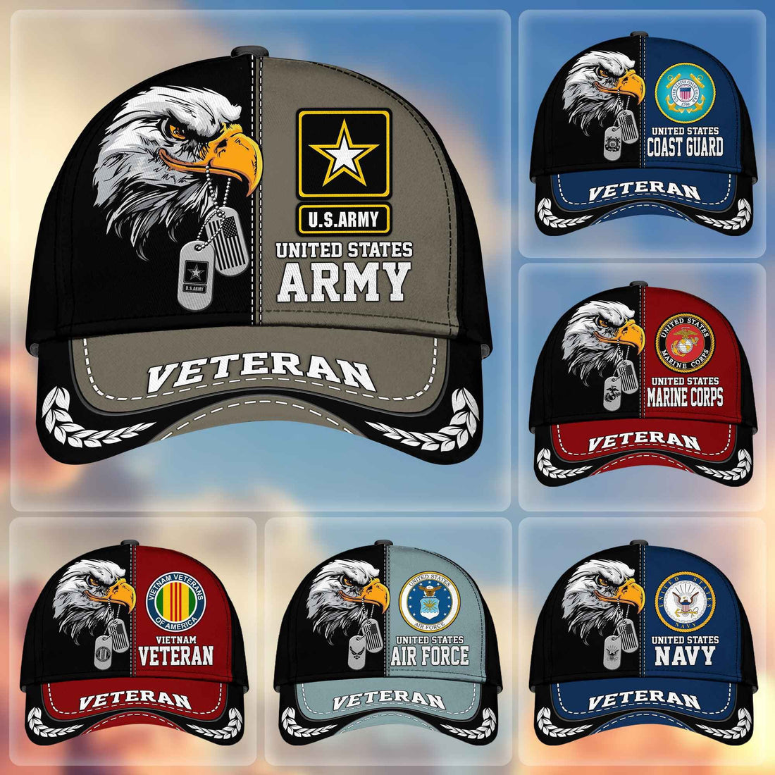 Premium US Veterans Cap BPHN270211, Gifts For US Veterans, Gifts On Father's Day, Armed Forces Day, Independence Day, Veterans Day.