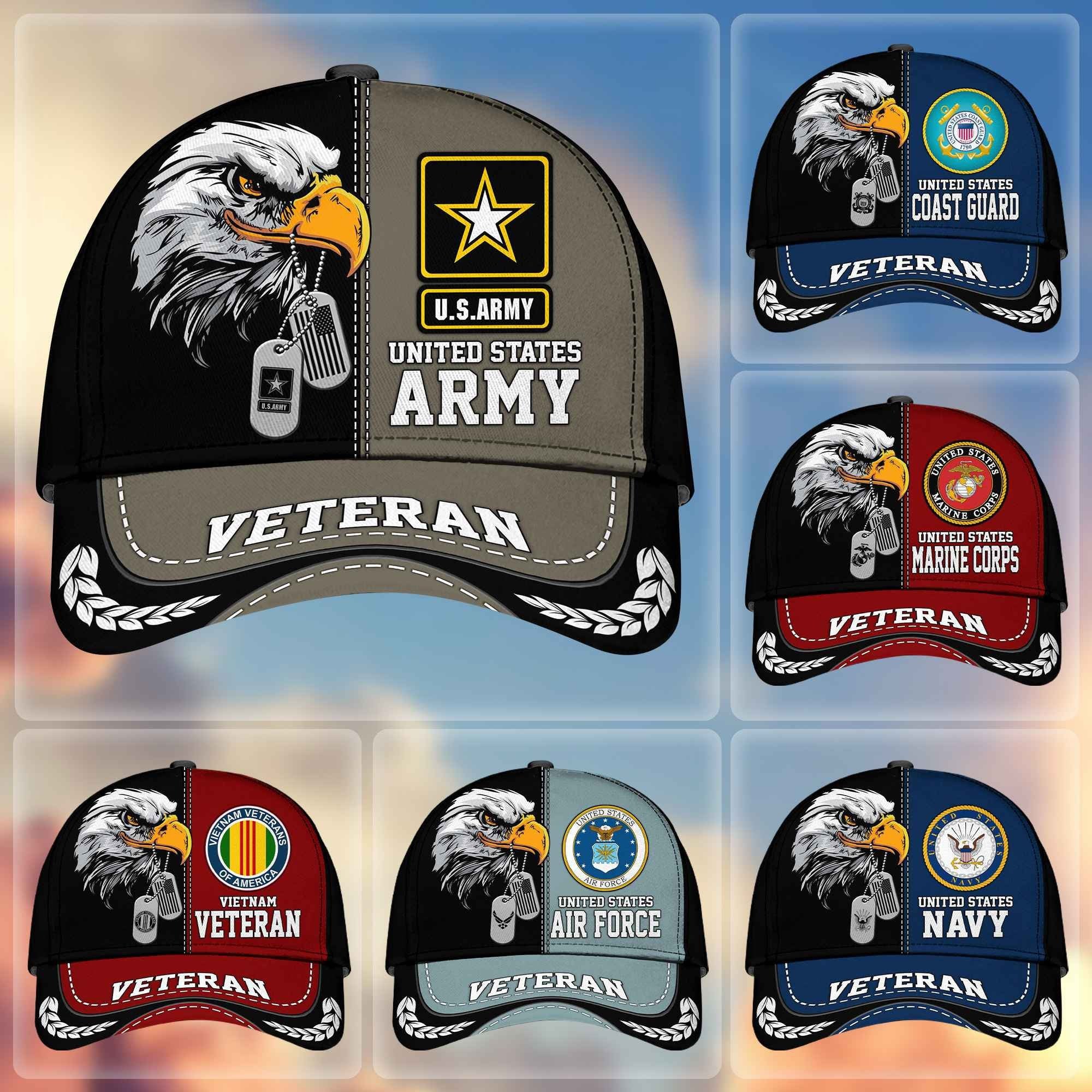 Premium US Veterans Cap BPHN270211, Gifts For US Veterans, Gifts On Father's Day, Armed Forces Day, Independence Day, Veterans Day.