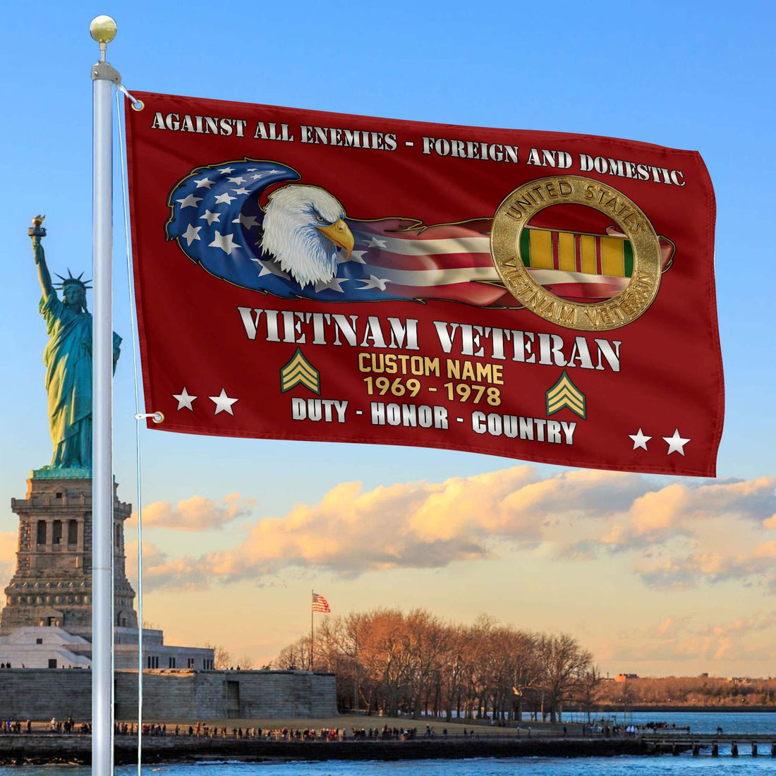 Unique Custom Name, Rank, Year, Vietnam Veteran Grommet Flag VPVC108006, Gift For Vietnam Veteran, Gifts For Dad, For Husband, Best Gifts On Father's Day, Independence Day, Veterans Day.