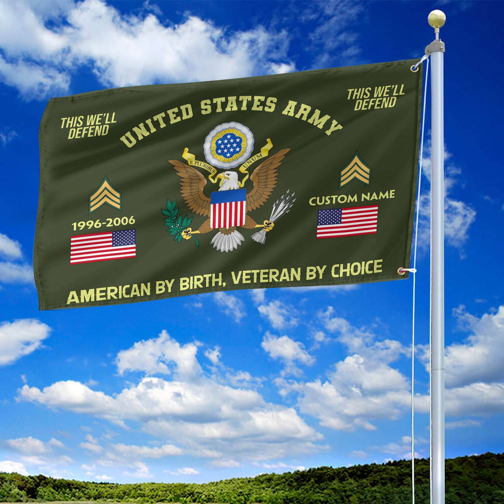 Premium Custom Name, Rank, Year, US Army Grommet Flag VPVC108101, Gift For Army Veteran, Gifts For Dad, For Husband, Best Gifts On Father's Day, Independence Day, Veterans Day.