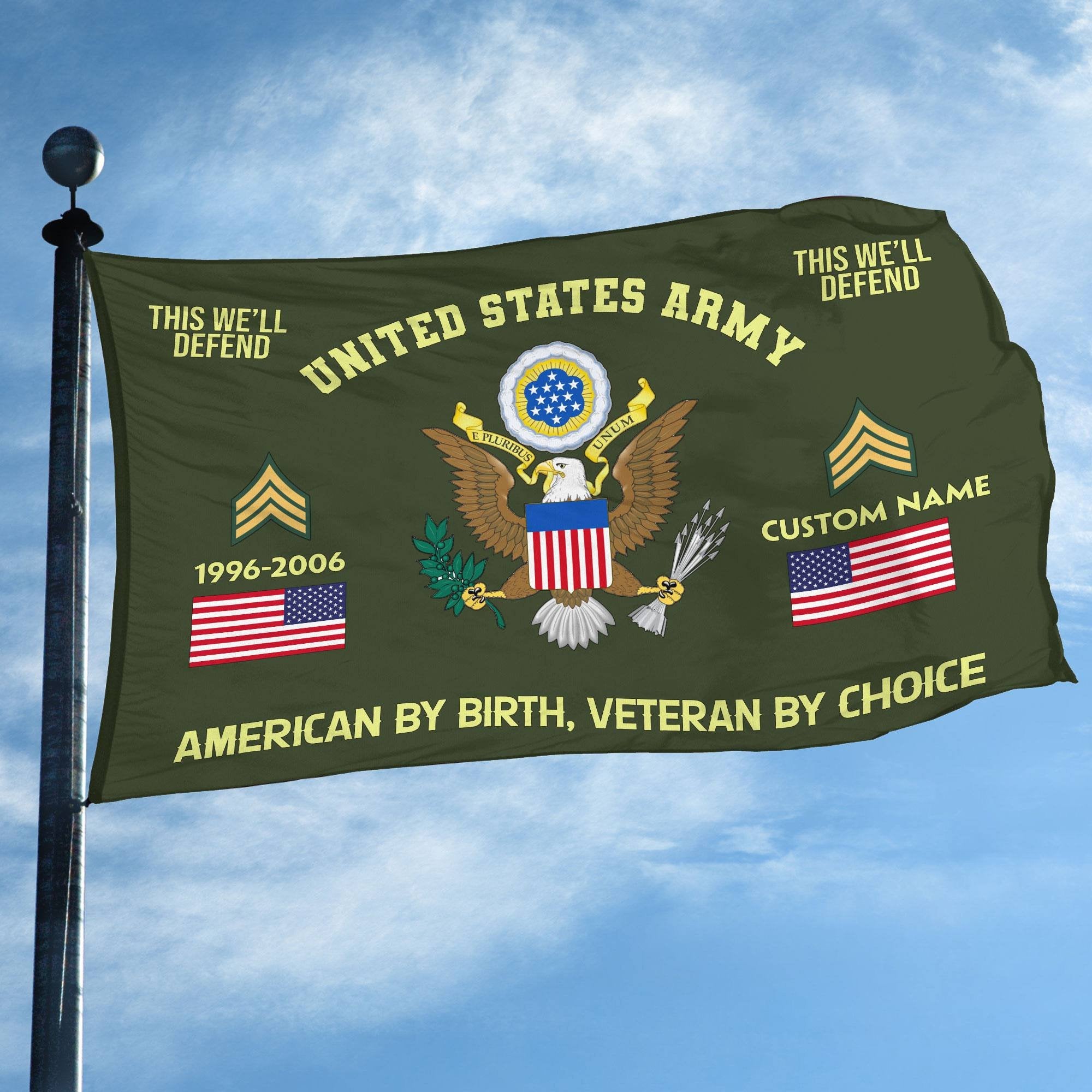Premium Custom Name, Rank, Year, US Army Grommet Flag VPVC108101, Gift For Army Veteran, Gifts For Dad, For Husband, Best Gifts On Father's Day, Independence Day, Veterans Day.