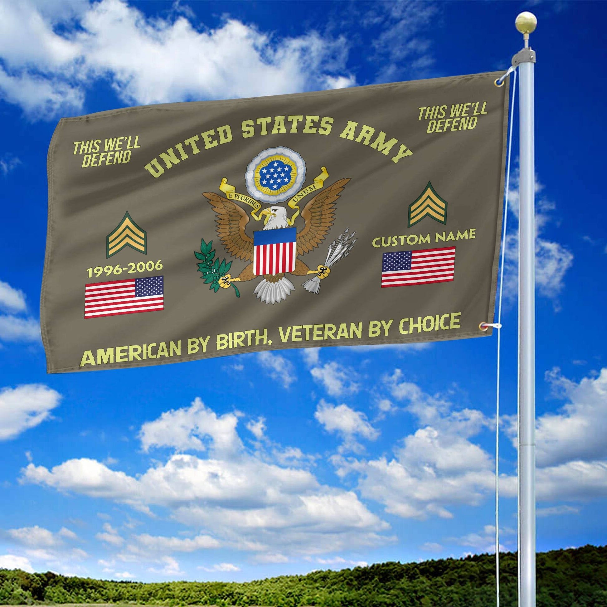 Premium Custom Name, Rank, Year, US Army Grommet Flag VPVC108110, Gift For Army Veteran, Gifts For Dad, For Husband, Best Gifts On Father's Day, Independence Day, Veterans Day.