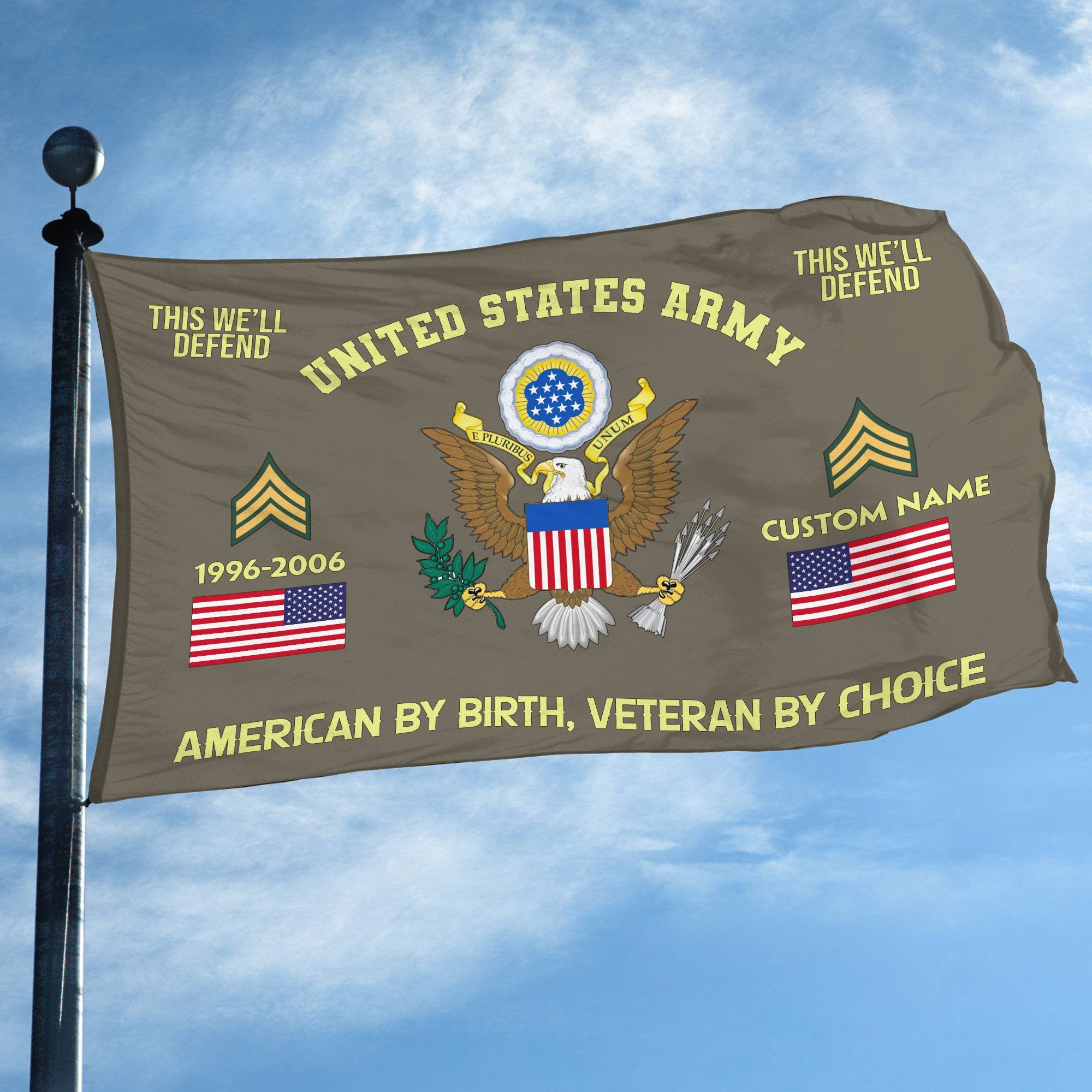 Premium Custom Name, Rank, Year, US Army Grommet Flag VPVC108110, Gift For Army Veteran, Gifts For Dad, For Husband, Best Gifts On Father's Day, Independence Day, Veterans Day.