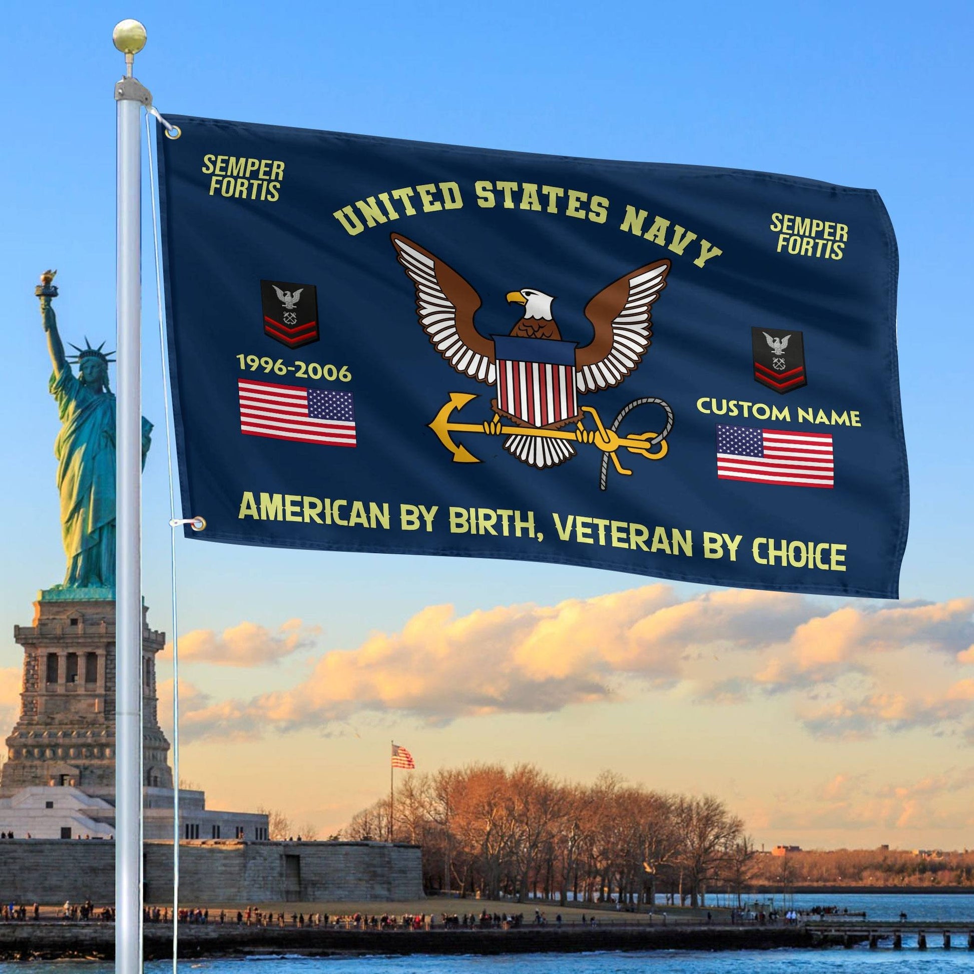 Premium Custom Name, Rank, Year, US Navy Grommet Flag VPVC108102, Gift For Navy Veteran, Gifts For Dad, For Husband, Best Gifts On Father's Day, Independence Day, Veterans Day.
