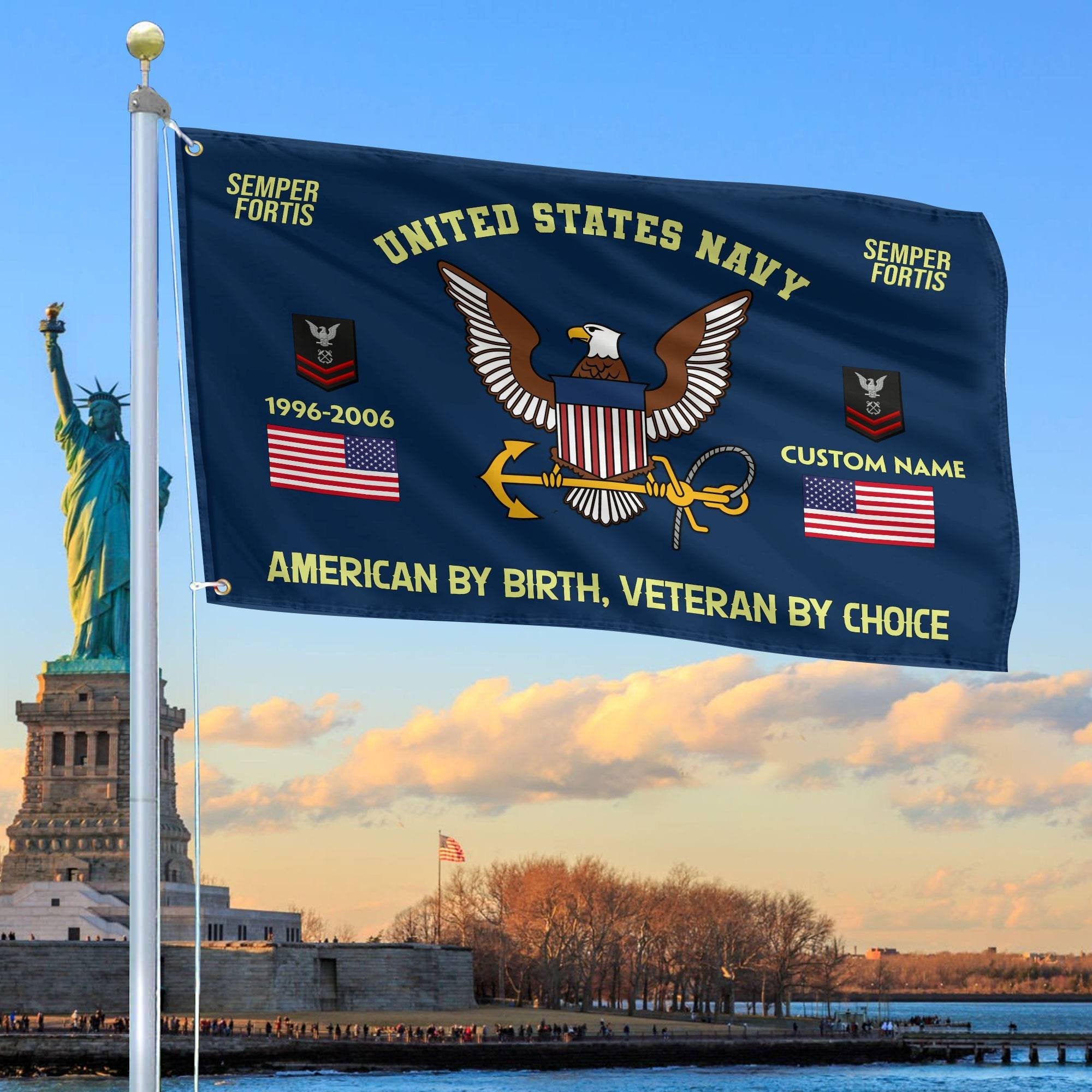 Premium Custom Name, Rank, Year, US Navy Grommet Flag VPVC108102, Gift For Navy Veteran, Gifts For Dad, For Husband, Best Gifts On Father's Day, Independence Day, Veterans Day.