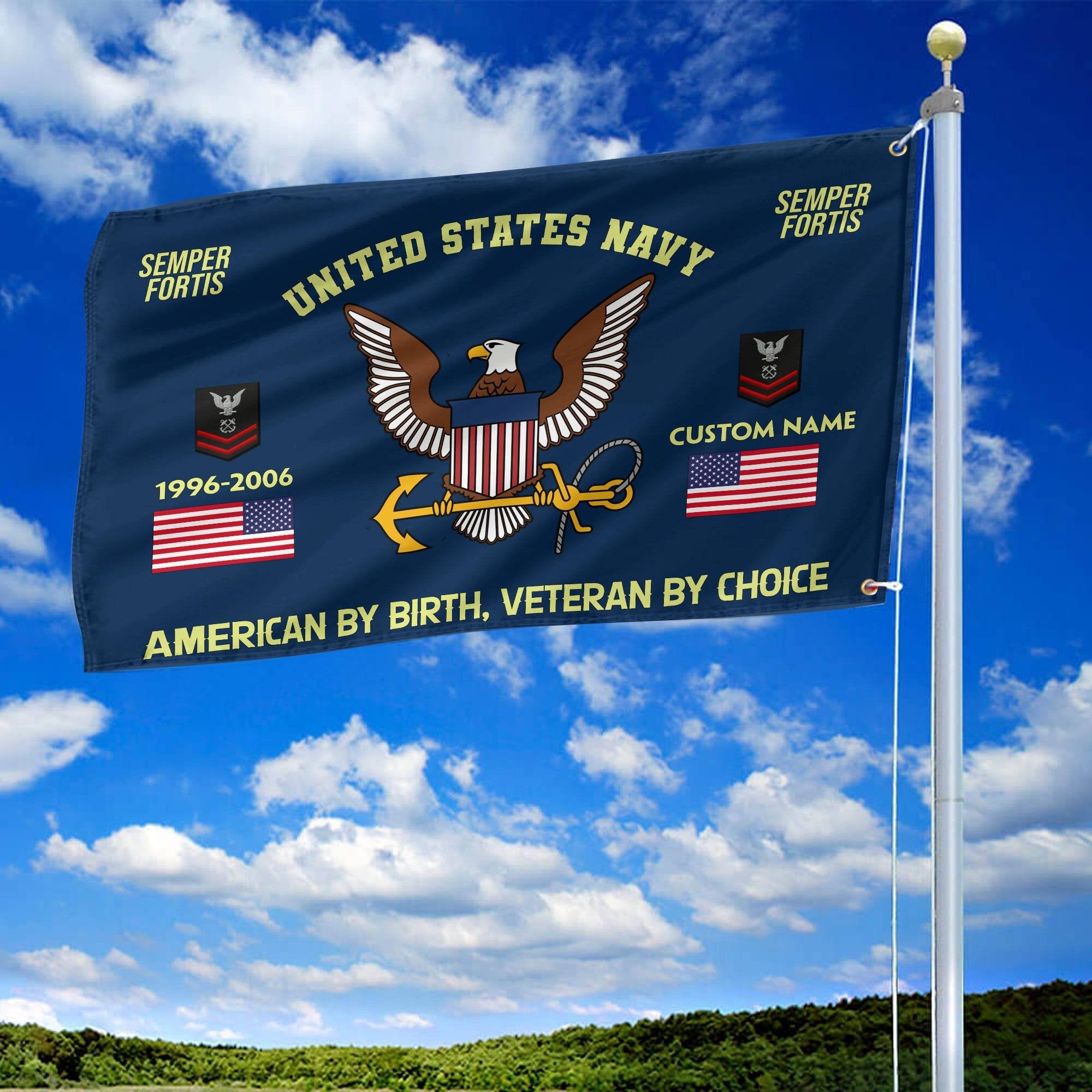 Premium Custom Name, Rank, Year, US Navy Grommet Flag VPVC108102, Gift For Navy Veteran, Gifts For Dad, For Husband, Best Gifts On Father's Day, Independence Day, Veterans Day.