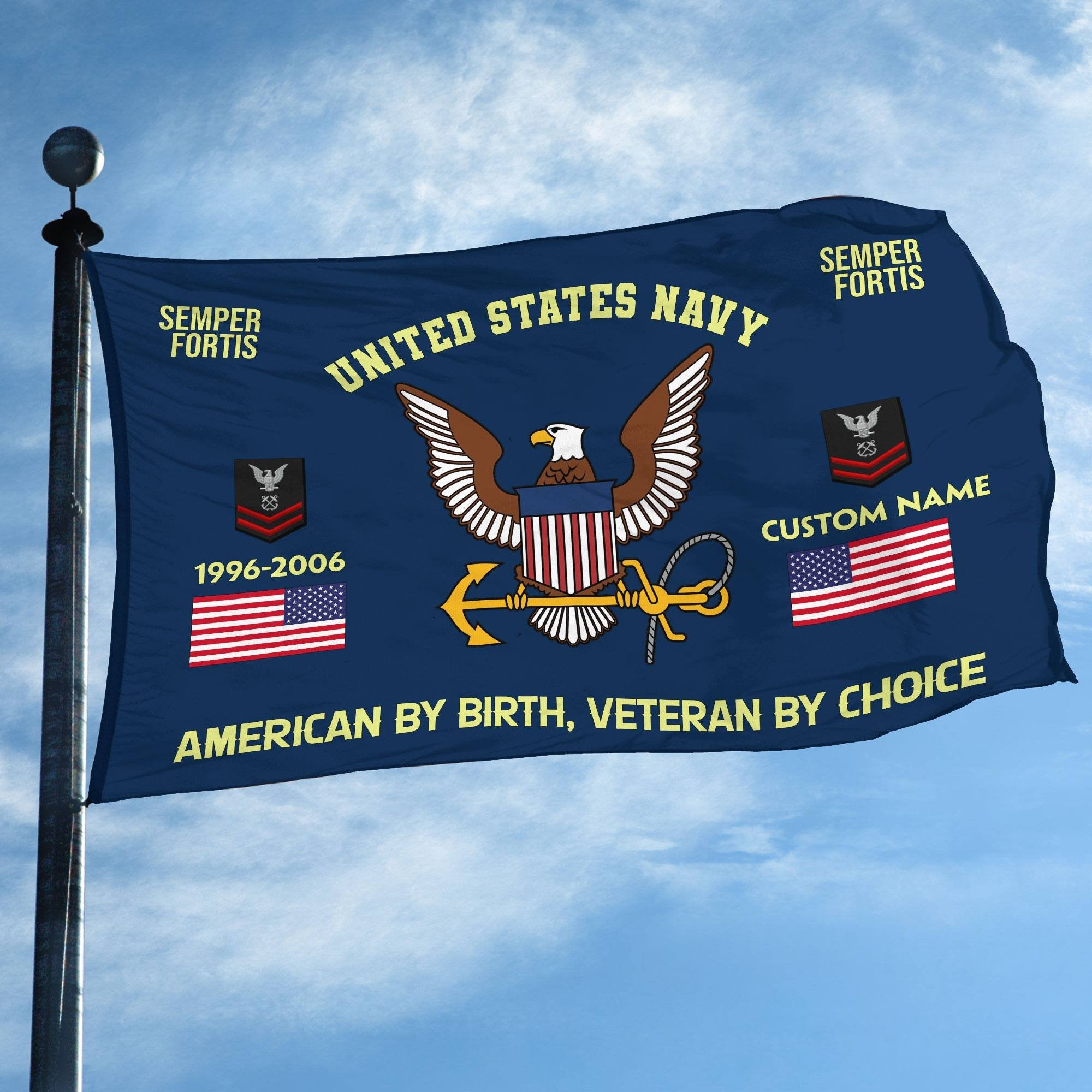 Premium Custom Name, Rank, Year, US Navy Grommet Flag VPVC108102, Gift For Navy Veteran, Gifts For Dad, For Husband, Best Gifts On Father's Day, Independence Day, Veterans Day.