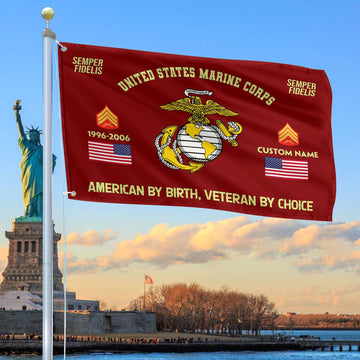 Premium Custom Name, Rank, Year, USMC Grommet Flag VPVC108103, Gift For Marine Veteran, Gifts For Dad, For Husband, Best Gifts On Father's Day, Independence Day, Veterans Day.