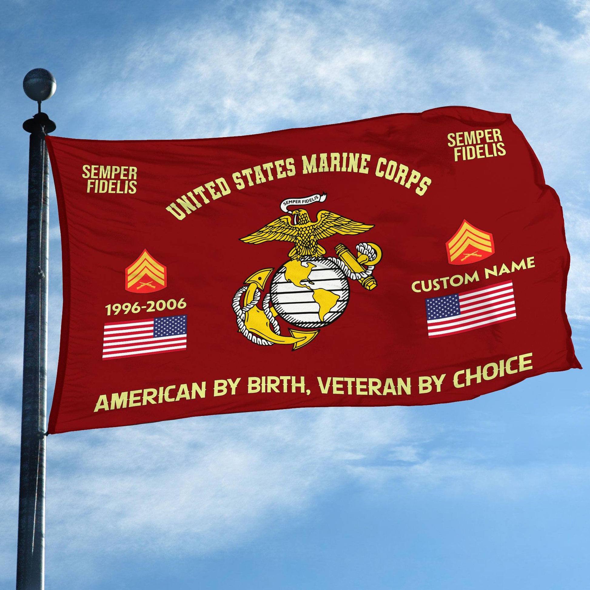 Premium Custom Name, Rank, Year, USMC Grommet Flag VPVC108103, Gift For Marine Veteran, Gifts For Dad, For Husband, Best Gifts On Father's Day, Independence Day, Veterans Day.