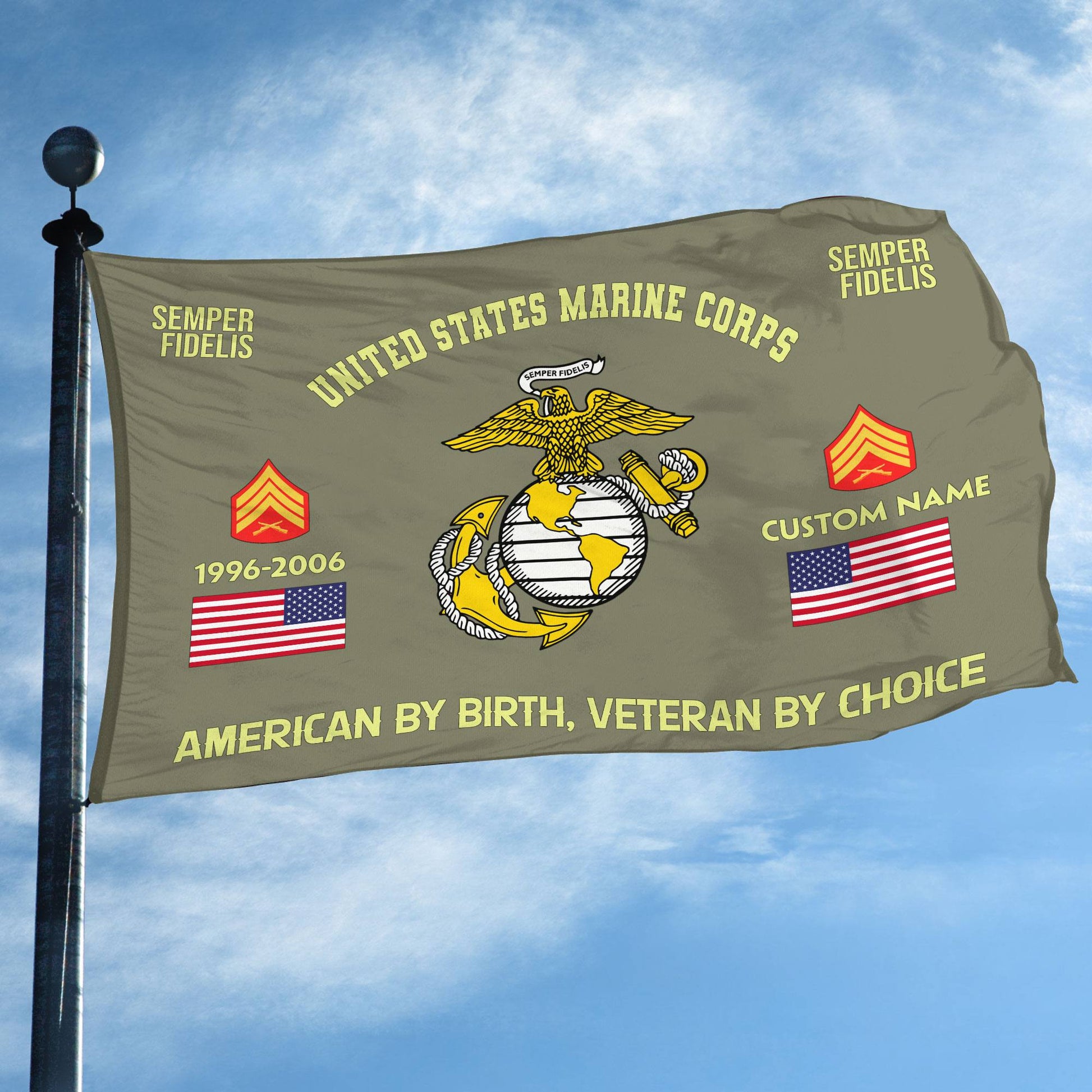 Premium Custom Name, Rank, Year, USMC Grommet Flag VPVC108111, Gift For Marine Veteran, Gifts For Dad, For Husband, Best Gifts On Father's Day, Independence Day, Veterans Day.