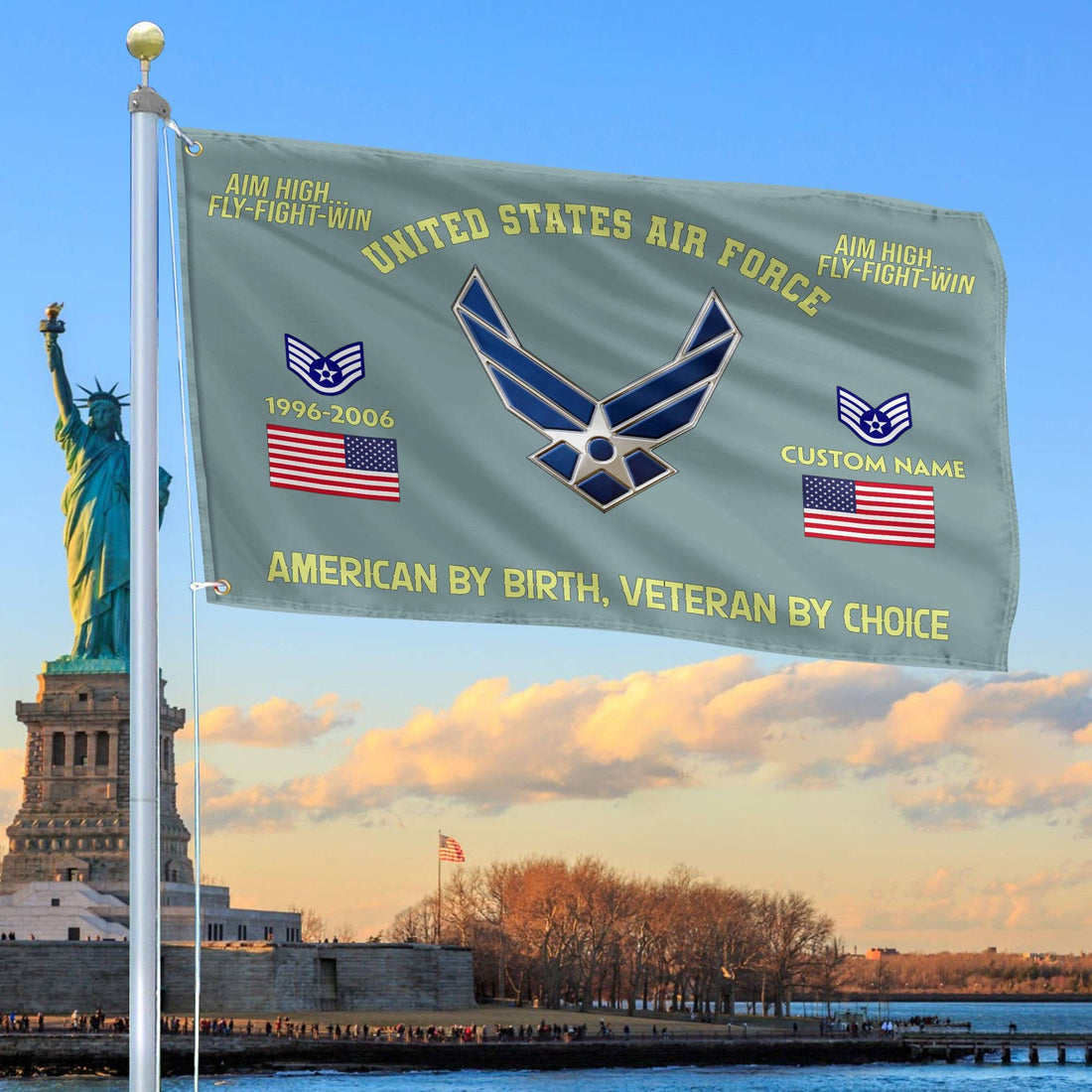 Premium Custom Name, Rank, Year, USAF Grommet Flag VPVC108104, Gift For Air Force Veteran, Gifts For Dad, For Husband, Best Gifts On Father's Day, Independence Day, Veterans Day.