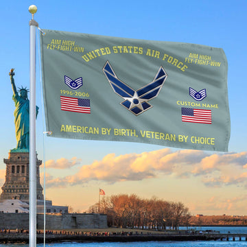Premium Custom Name, Rank, Year, USAF Grommet Flag VPVC108104, Gift For Air Force Veteran, Gifts For Dad, For Husband, Best Gifts On Father's Day, Independence Day, Veterans Day.