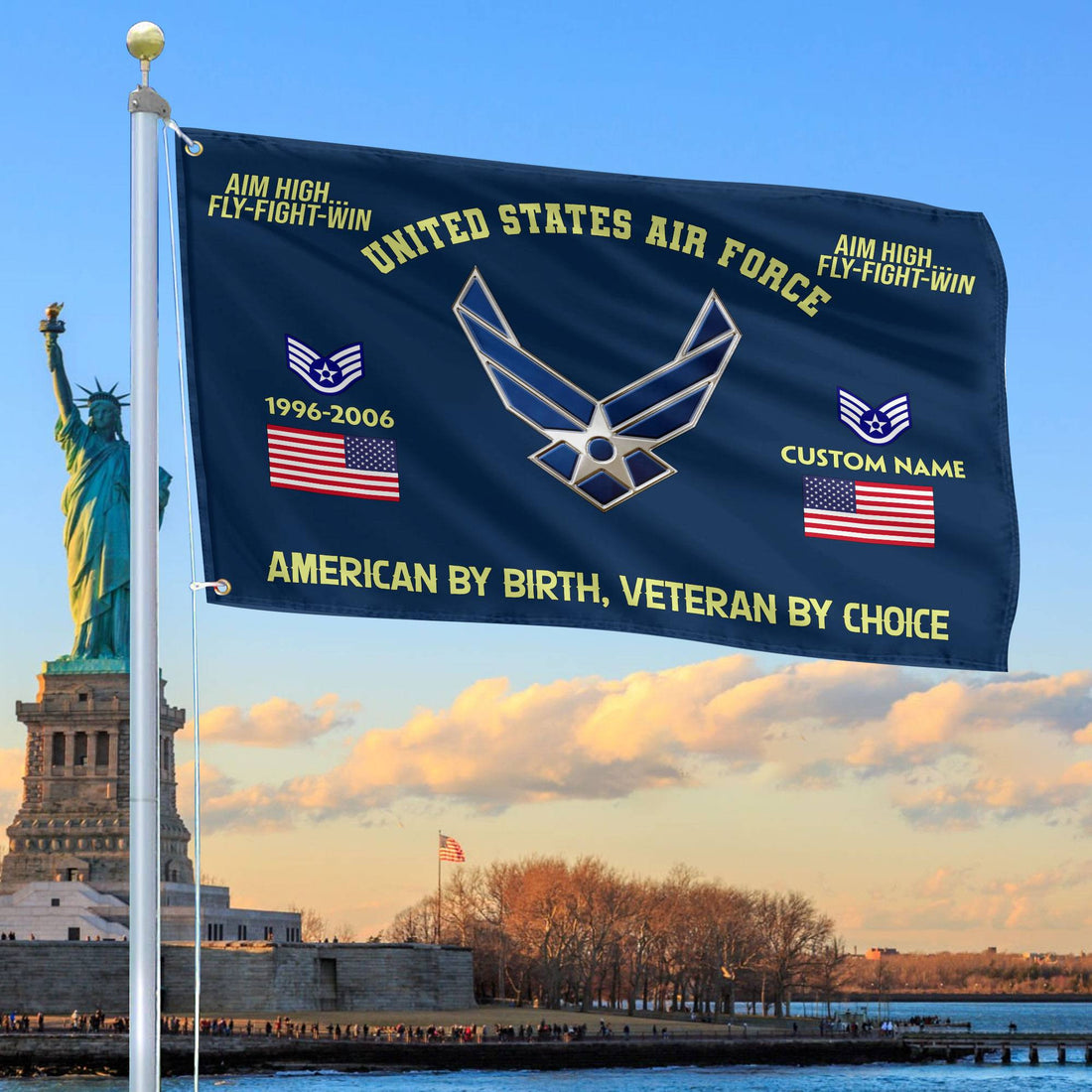 Premium Custom Name, Rank, Year, USAF Grommet Flag VPVC108112, Gift For Air Force Veteran, Gifts For Dad, For Husband, Best Gifts On Father's Day, Independence Day, Veterans Day.