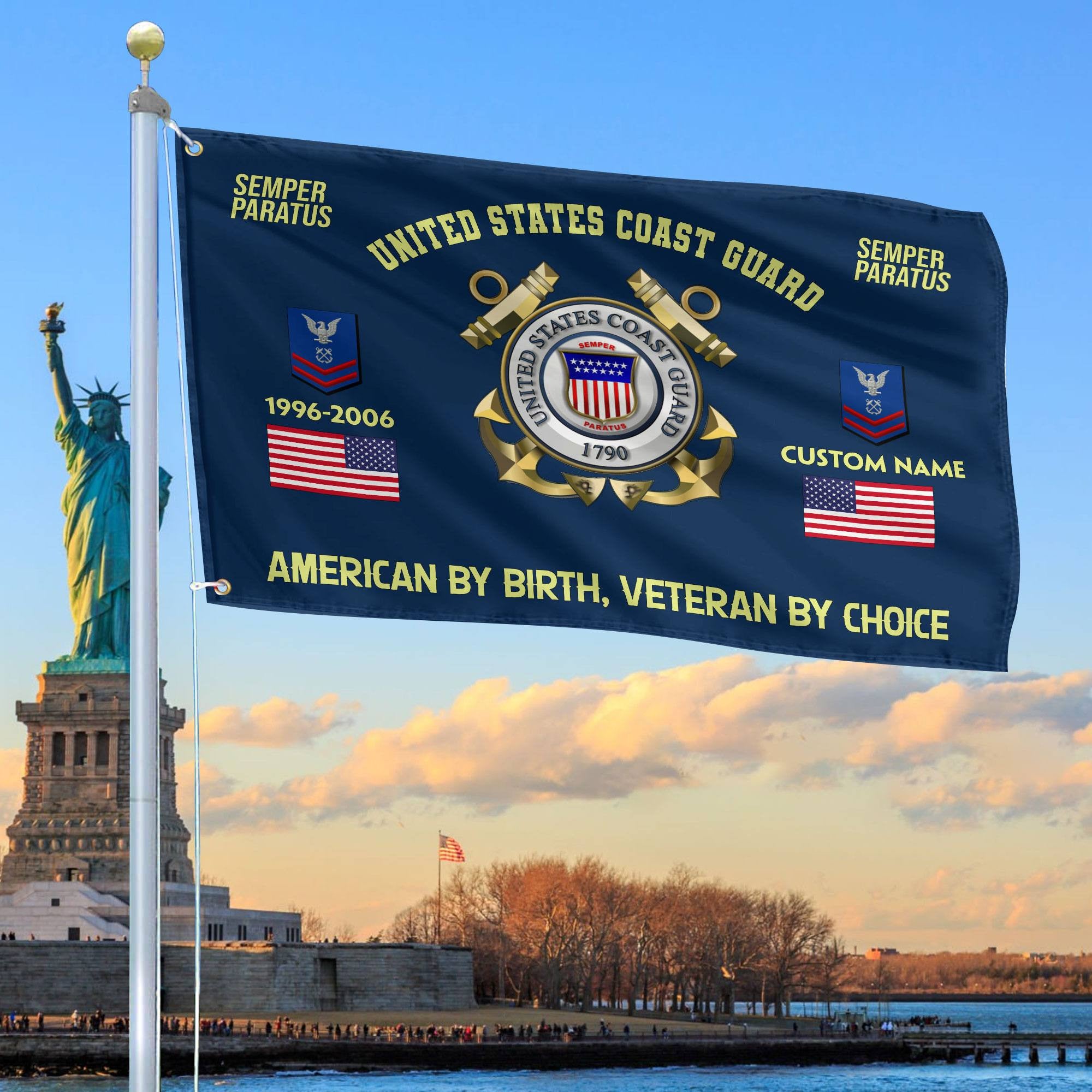 Premium Custom Name, Rank, Year, USCG Grommet Flag VPVC108105, Gift For Coast Guard Veteran, Gifts For Dad, For Husband, Best Gifts On Father's Day, Independence Day, Veterans Day.