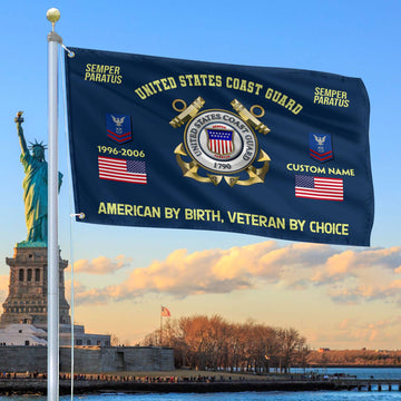 Premium Custom Name, Rank, Year, USCG Grommet Flag VPVC108105, Gift For Coast Guard Veteran, Gifts For Dad, For Husband, Best Gifts On Father's Day, Independence Day, Veterans Day.
