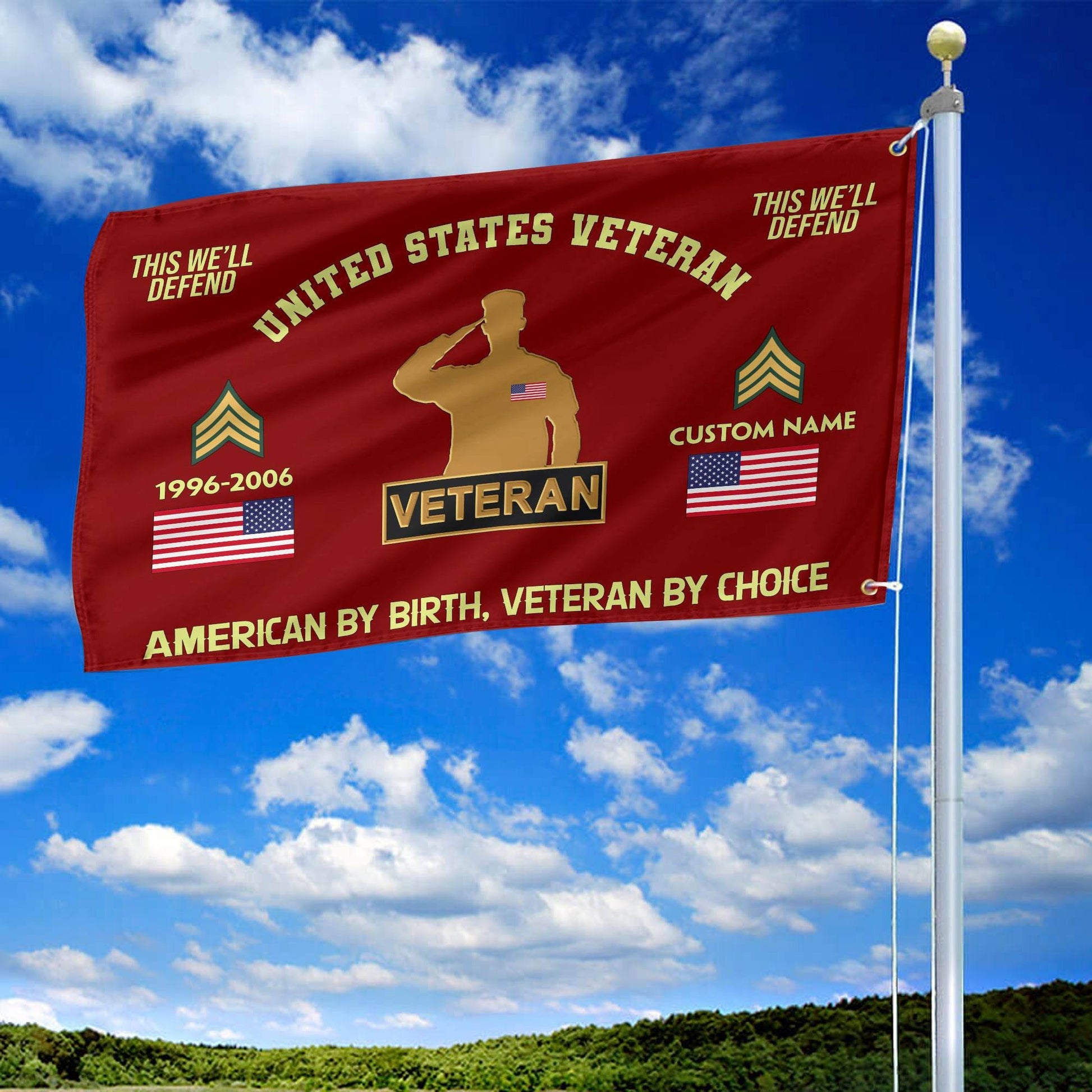 Premium Custom Name, Rank, Year, US Veteran Grommet Flag VPVC108107, Gift For US Veteran, Gifts For Dad, For Husband, Best Gifts On Father's Day, Independence Day, Veterans Day.