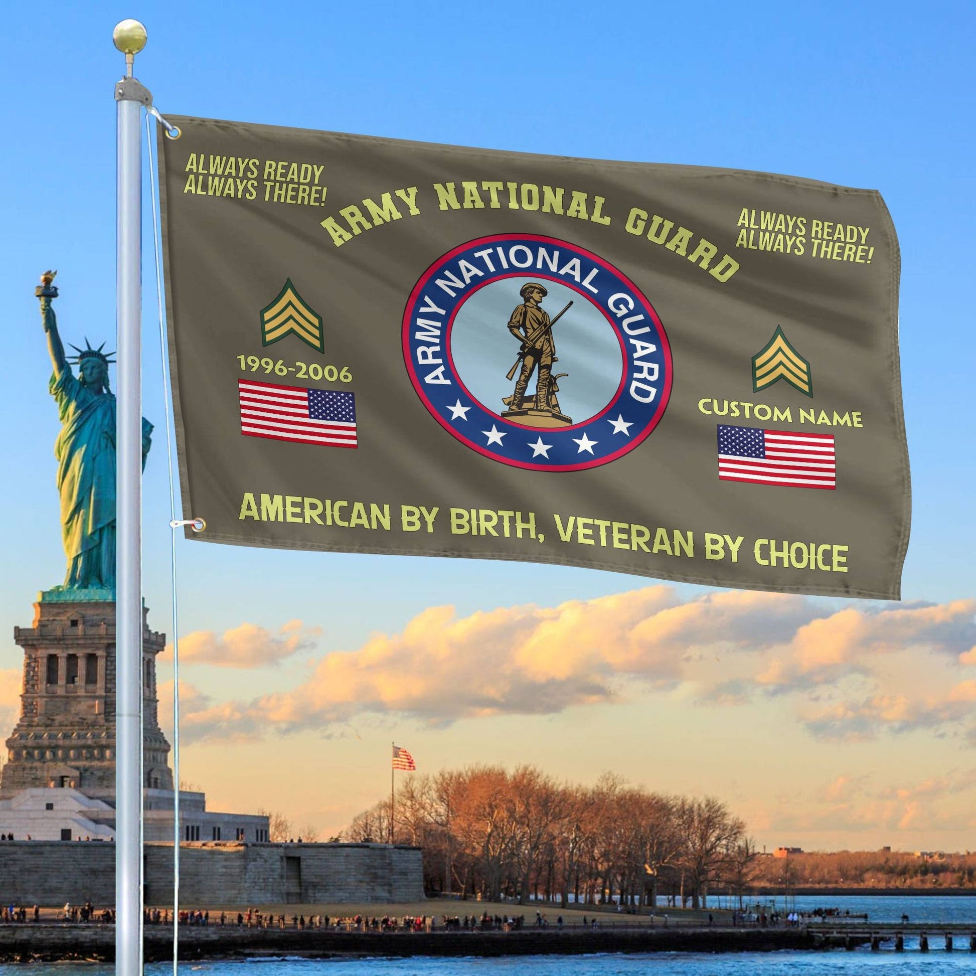 Premium Custom Name, Rank, Year, Army National Guard Veteran Grommet Flag VPVC108108, Gift For Army National Guard Veteran, Gifts For Dad, For Husband, Best Gifts On Father's Day, Independence Day, Veterans Day.