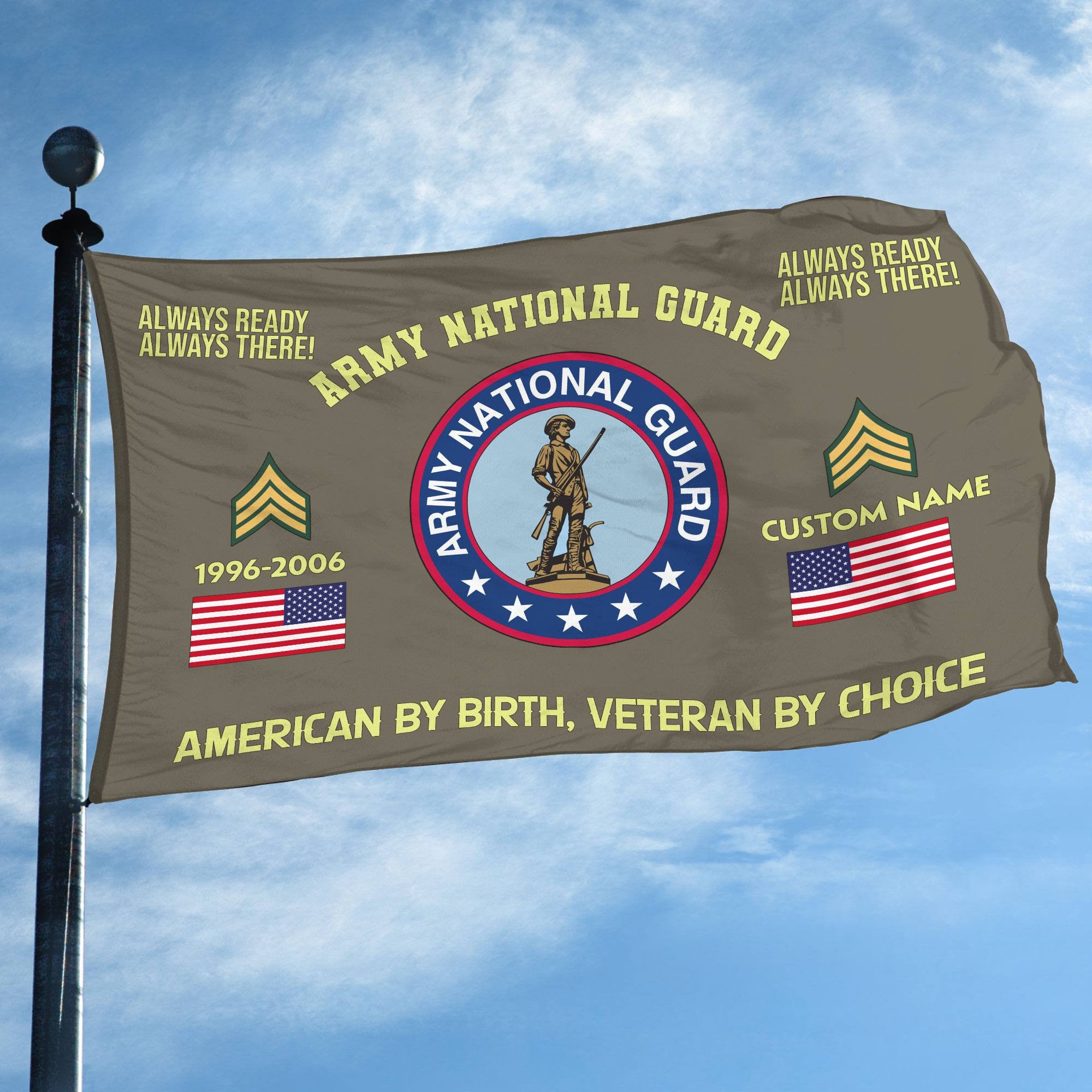 Premium Custom Name, Rank, Year, Army National Guard Veteran Grommet Flag VPVC108108, Gift For Army National Guard Veteran, Gifts For Dad, For Husband, Best Gifts On Father's Day, Independence Day, Veterans Day.