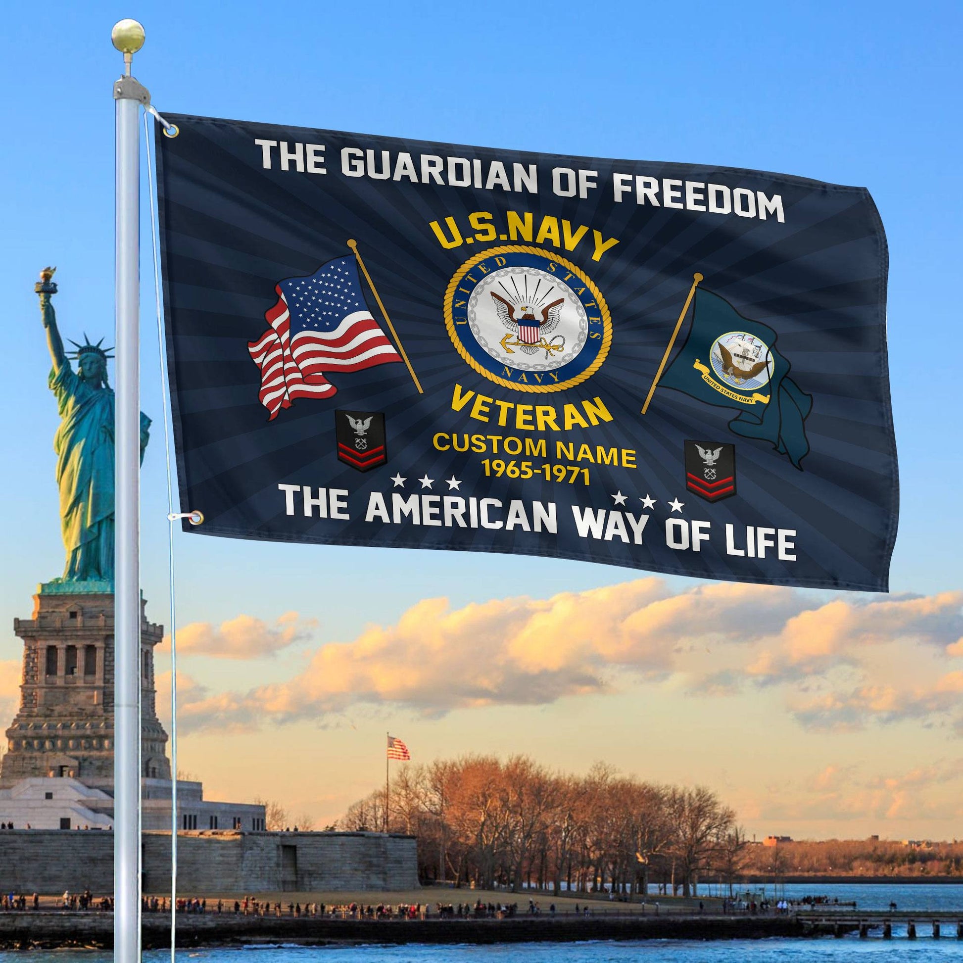 US Navy Custom Grommet Flag VPVC108302, Gifts For Navy Veteran, Best Gifts On Father's Day, Armed Forces Day, Independence Day, Veterans Day.