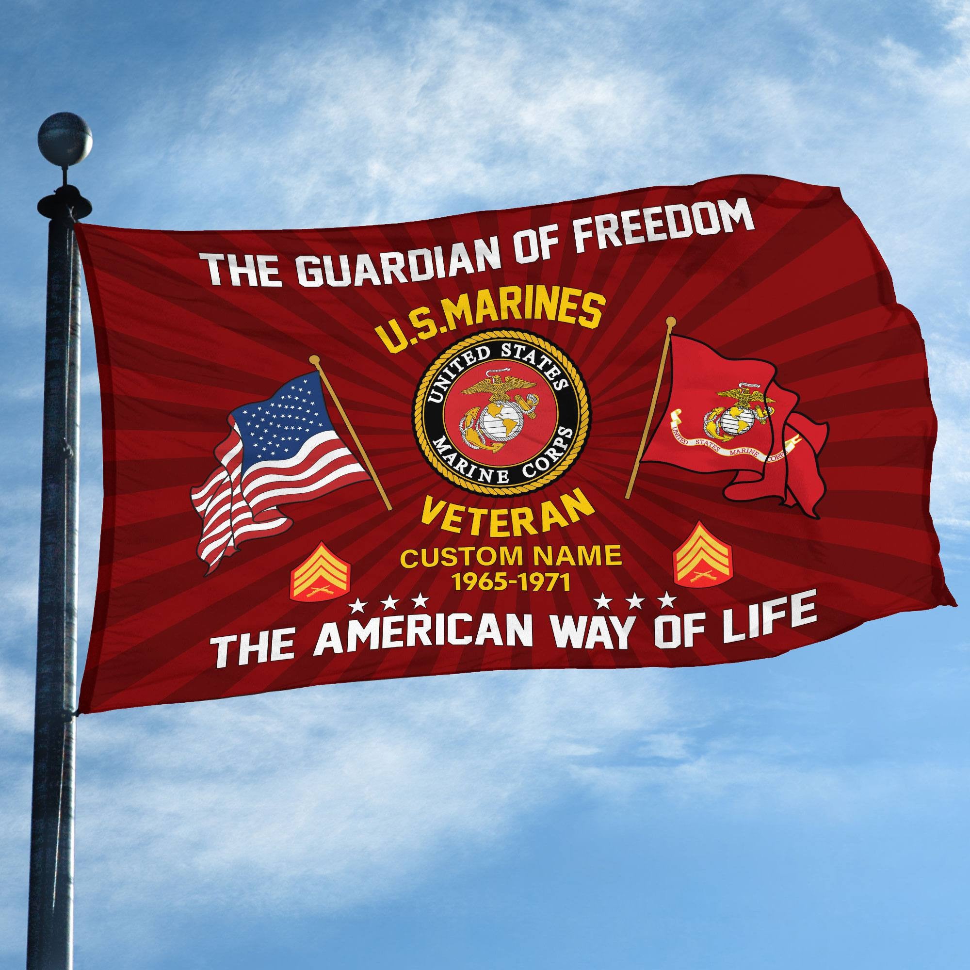USMC Custom Grommet Flag VPVC108303, Gifts For Marine Veteran, Best Gifts On Father's Day, Armed Forces Day, Independence Day, Veterans Day.
