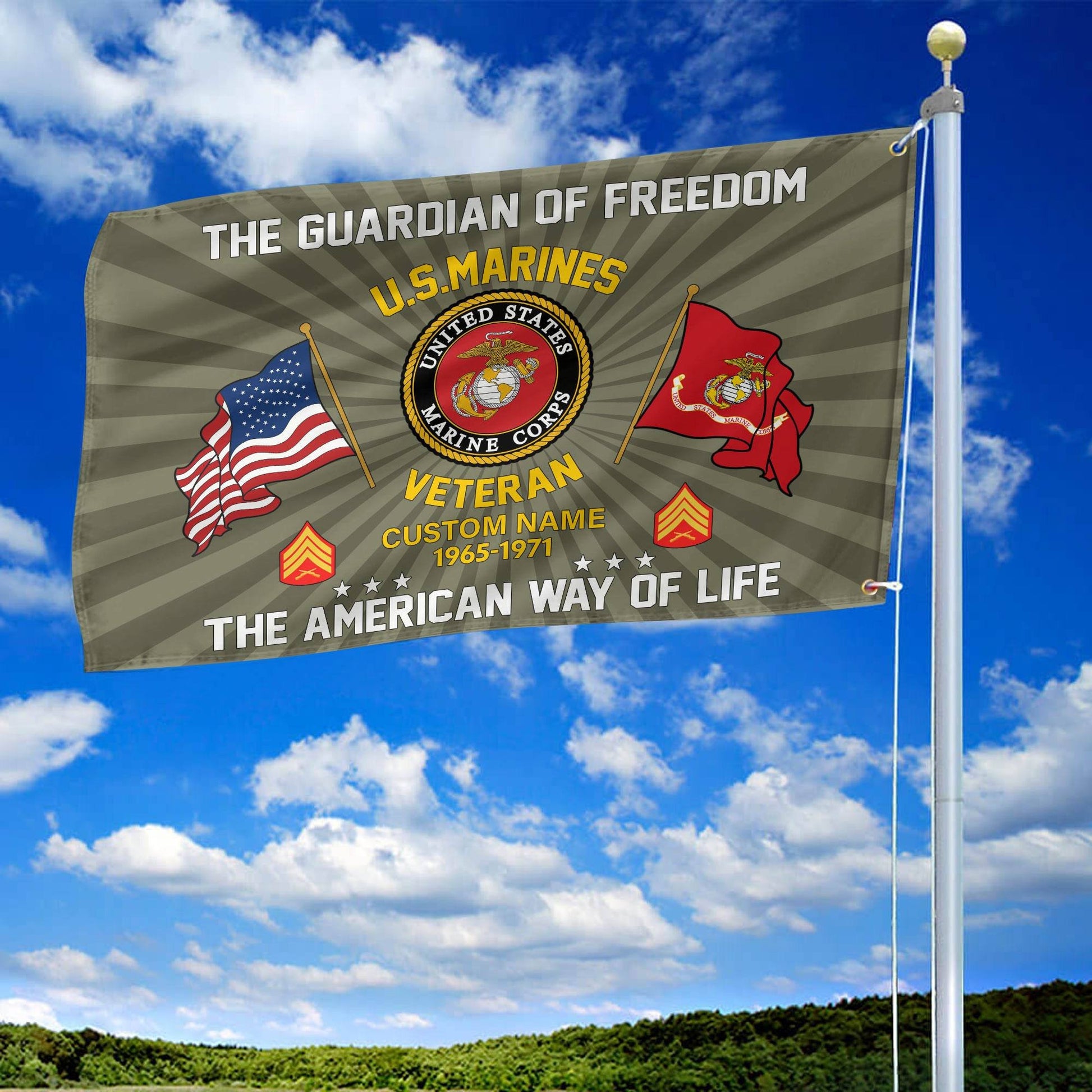 USMC Custom Grommet Flag VPVC108311, Gifts For Marine Veteran, Best Gifts On Father's Day, Armed Forces Day, Independence Day, Veterans Day.