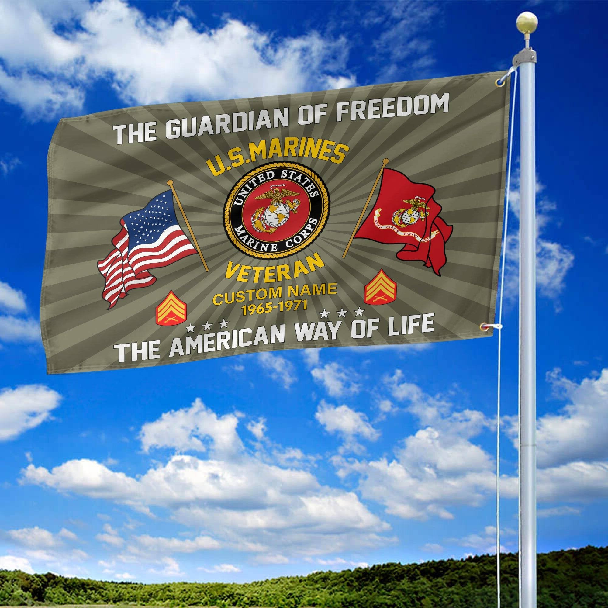 USMC Custom Grommet Flag VPVC108311, Gifts For Marine Veteran, Best Gifts On Father's Day, Armed Forces Day, Independence Day, Veterans Day.