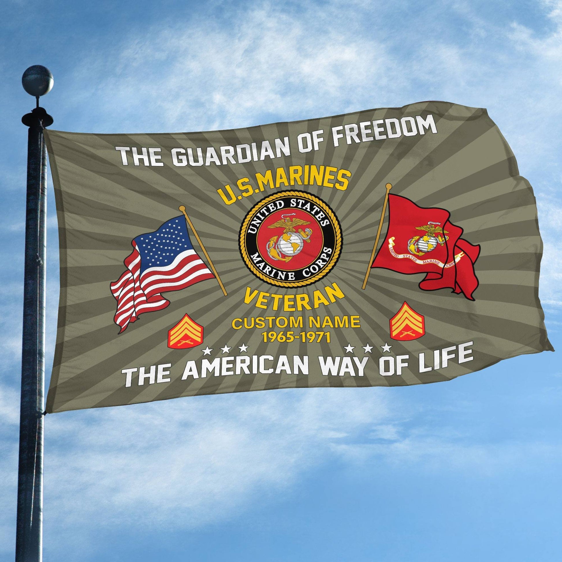 USMC Custom Grommet Flag VPVC108311, Gifts For Marine Veteran, Best Gifts On Father's Day, Armed Forces Day, Independence Day, Veterans Day.