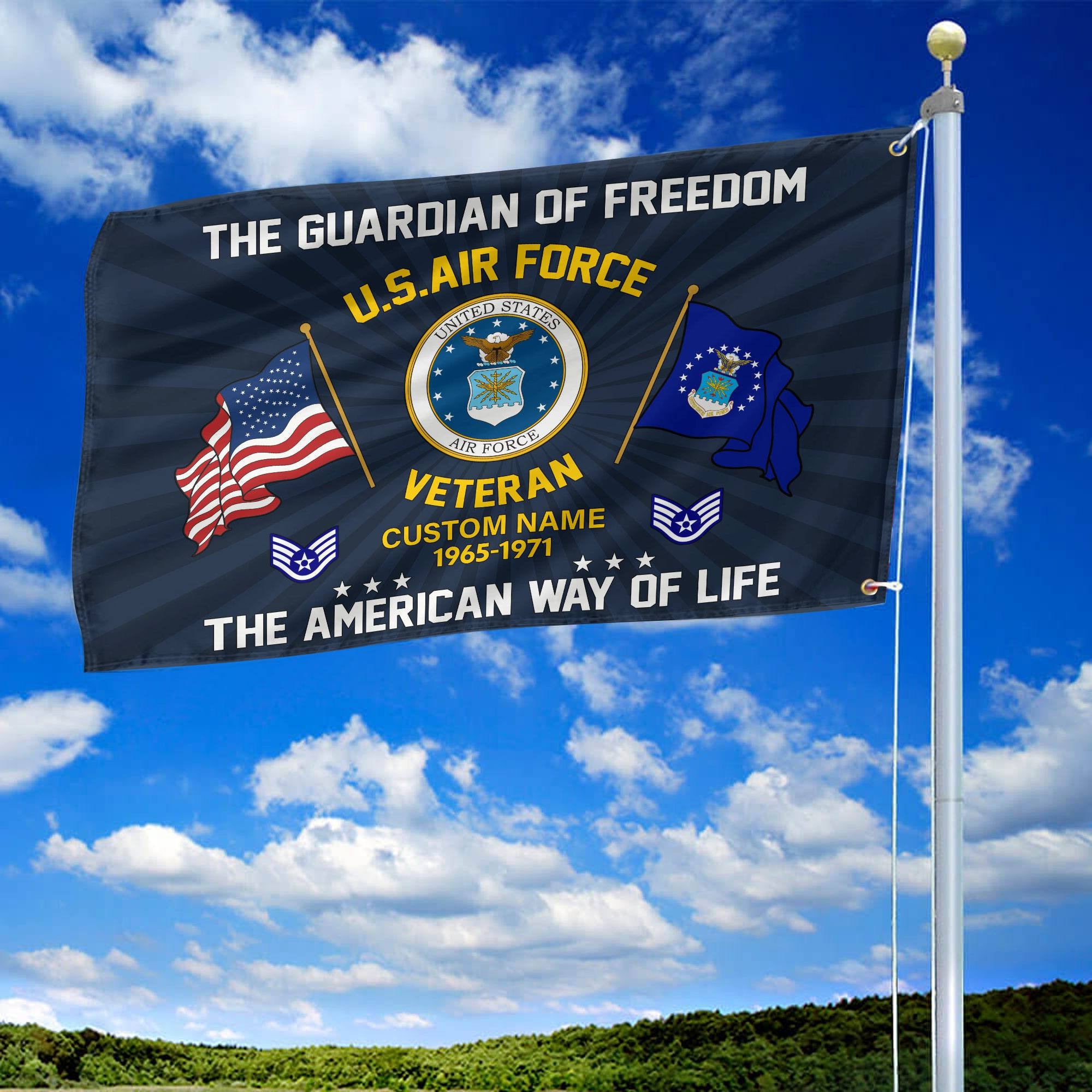 USAF Custom Grommet Flag VPVC108304, Gifts For Air Force Veteran, Best Gifts On Father's Day, Armed Forces Day, Independence Day, Veterans Day.