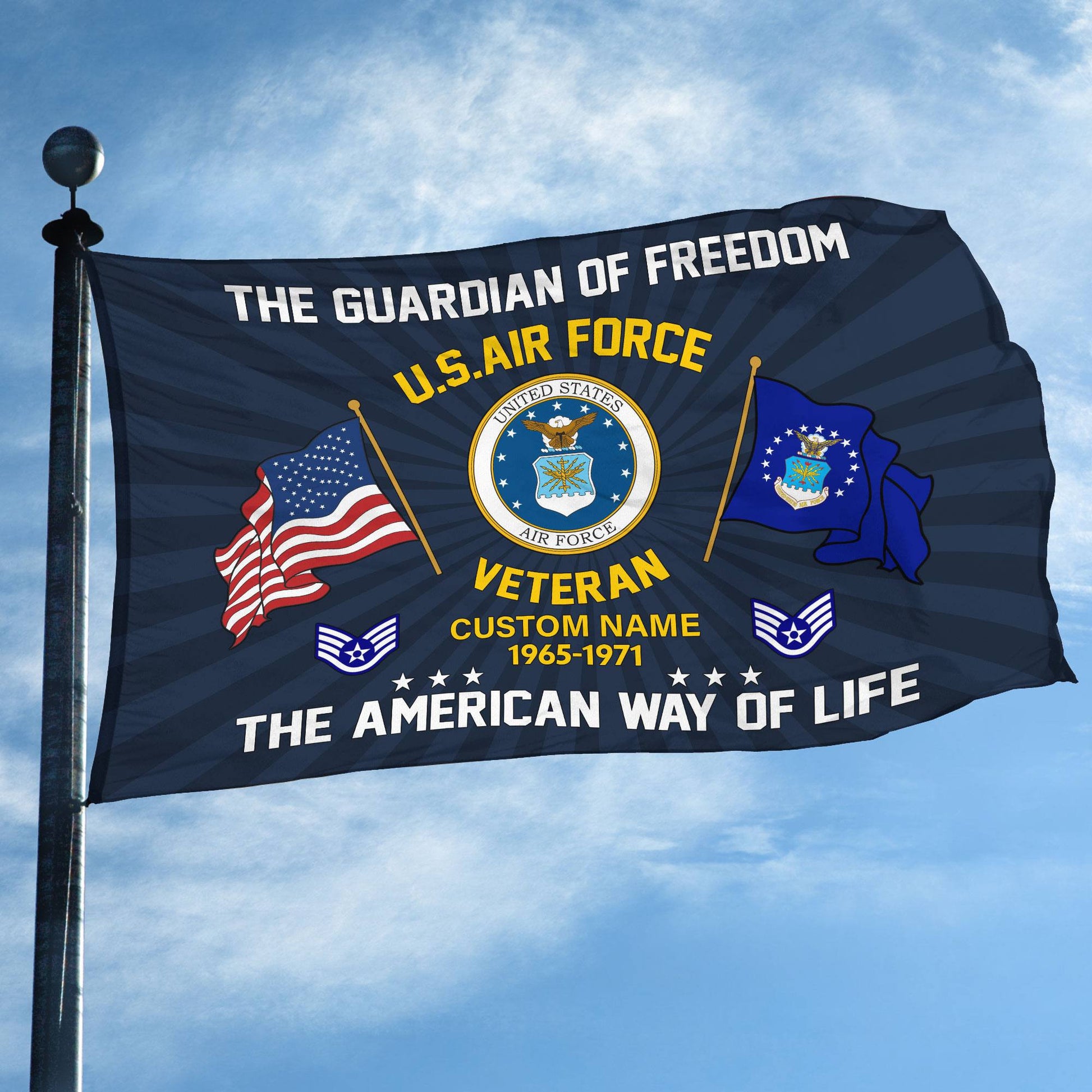 USAF Custom Grommet Flag VPVC108304, Gifts For Air Force Veteran, Best Gifts On Father's Day, Armed Forces Day, Independence Day, Veterans Day.
