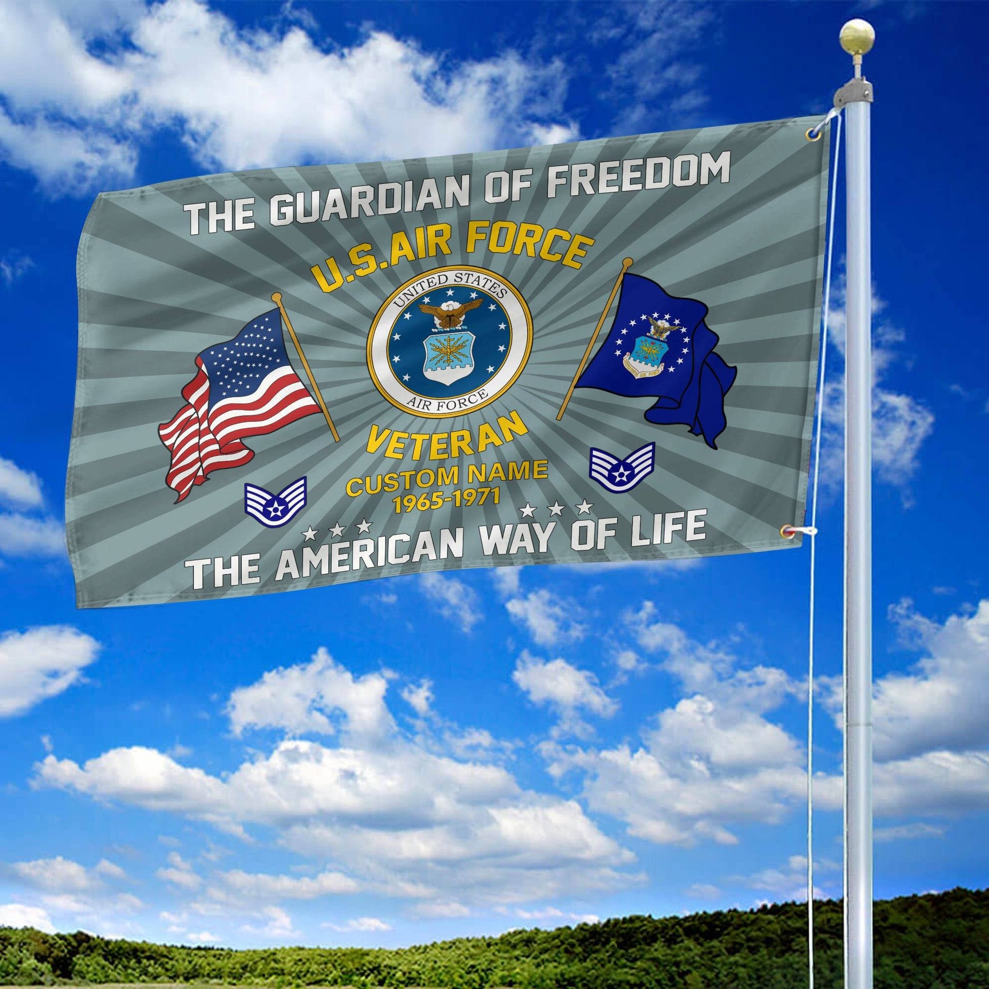 USAF Custom Grommet Flag VPVC1083012, Gifts For Air Force Veteran, Best Gifts On Father's Day, Armed Forces Day, Independence Day, Veterans Day.