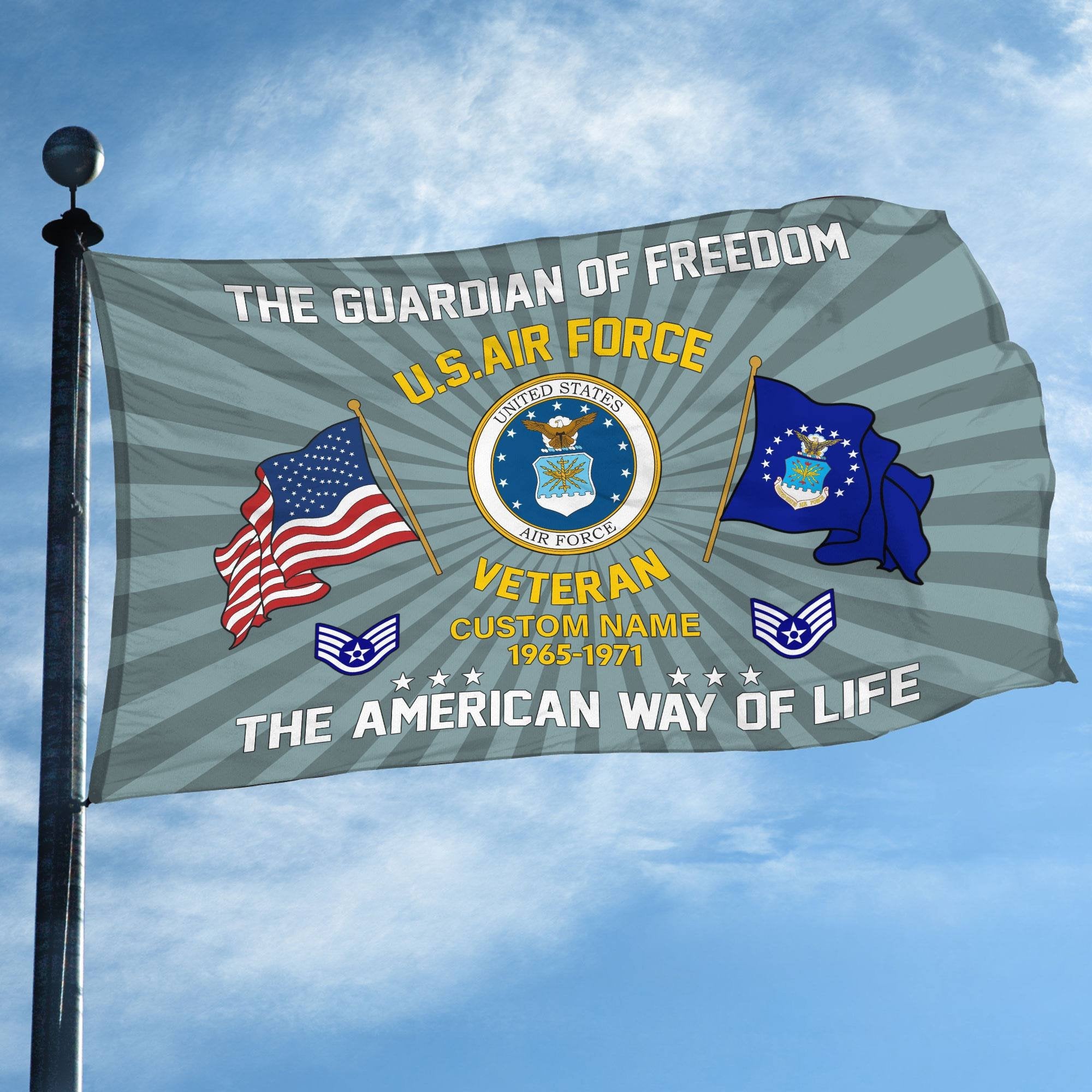 USAF Custom Grommet Flag VPVC1083012, Gifts For Air Force Veteran, Best Gifts On Father's Day, Armed Forces Day, Independence Day, Veterans Day.