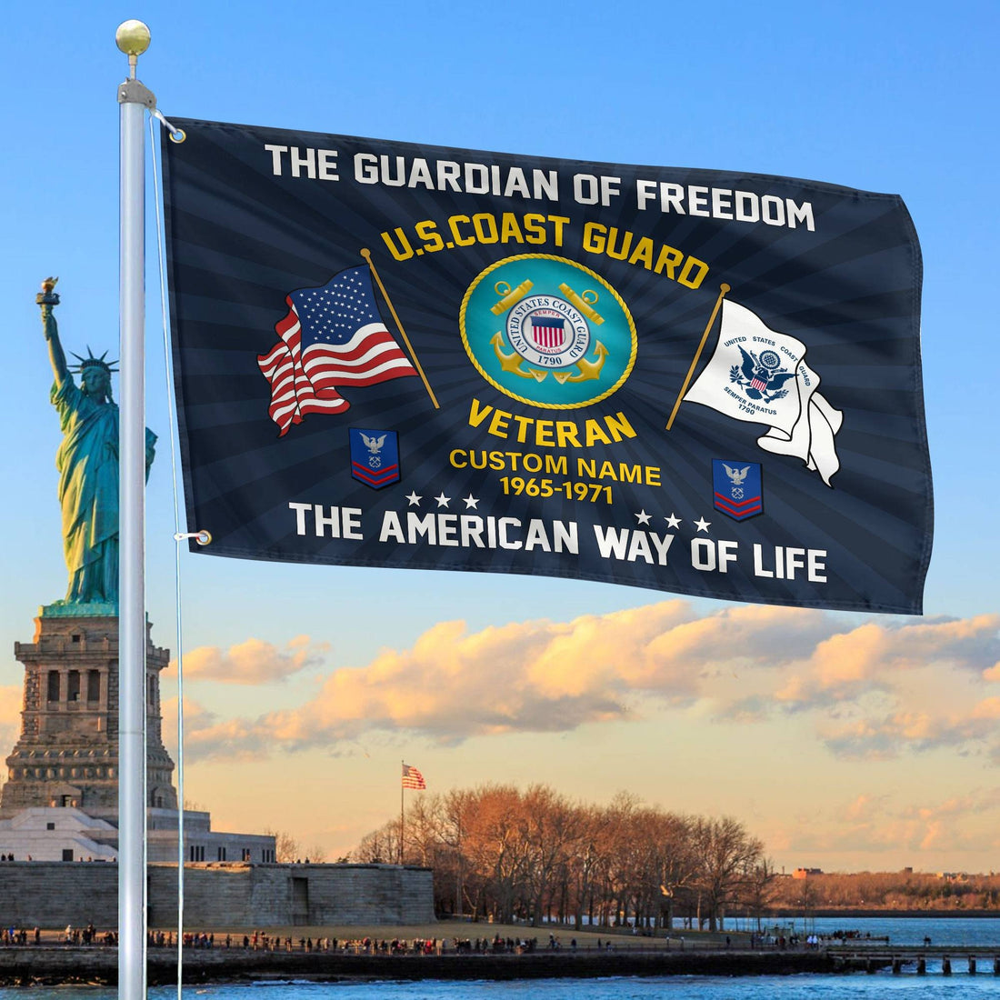 USCG Custom Grommet Flag VPVC108305, Gifts For Coast Guard Veteran, Best Gifts On Father's Day, Armed Forces Day, Independence Day, Veterans Day.