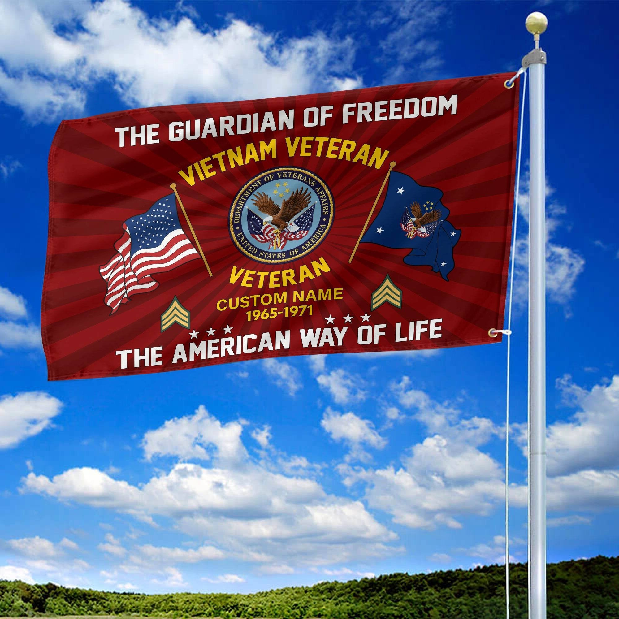 US Veteran Custom Grommet Flag VPVC108307, Gifts For US Veteran, Best Gifts On Father's Day, Armed Forces Day, Independence Day, Veterans Day.