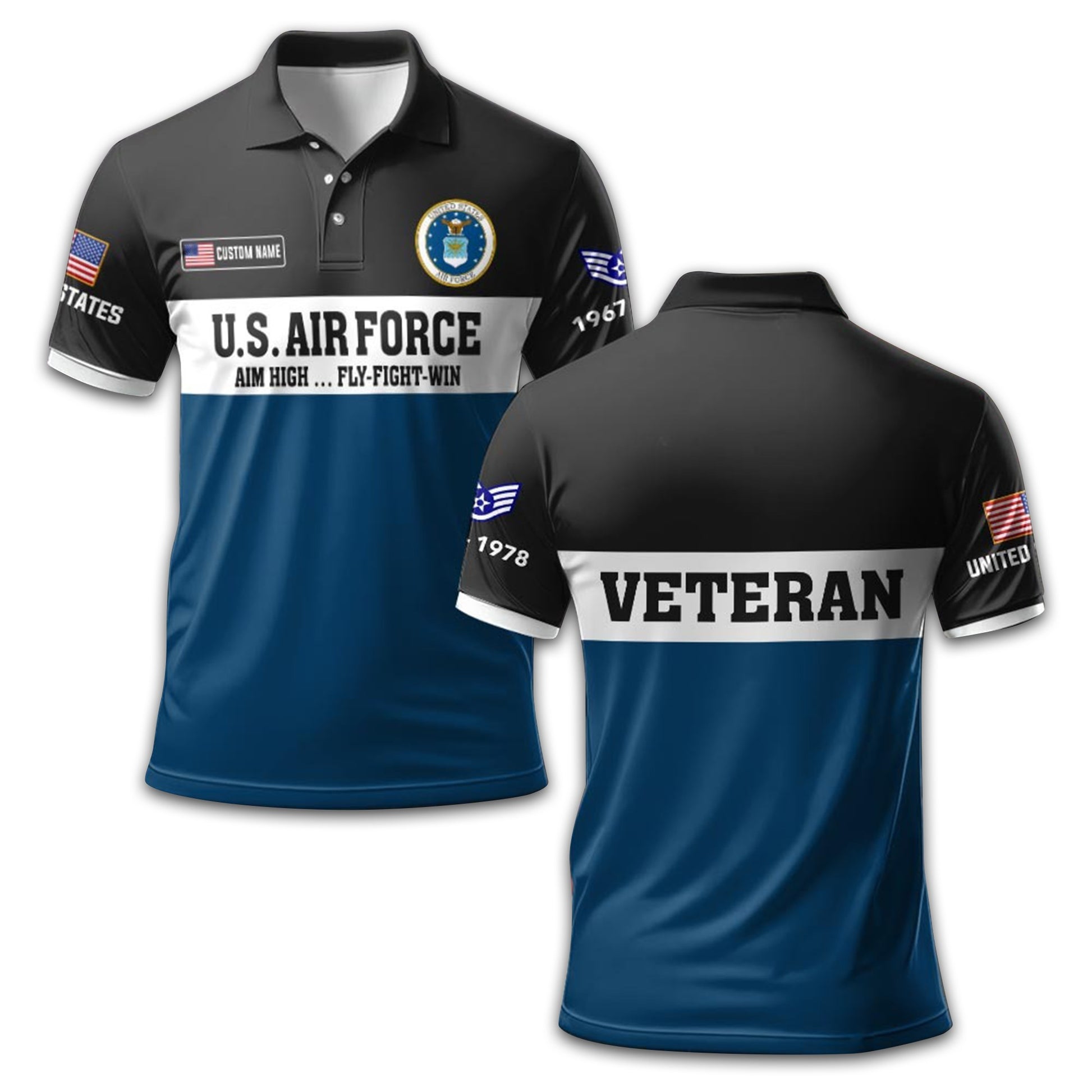 USAF Custom Polo Shirt VPVC213404, Gifts For Air Force Veteran, Best Gifts On Father's Day, Armed Forces Day, Independence Day, Veterans Day.