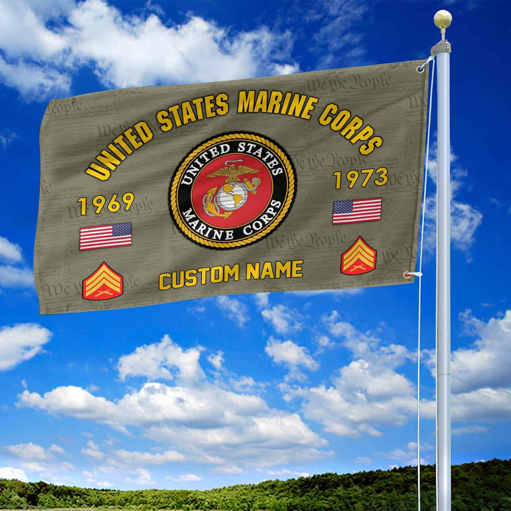 Premium Custom USMC Grommet Flag VPVC108611, Gifts For Marine Veteran, Best Gifts On Father's Day, Armed Forces Day, Independence Day, Veterans Day.