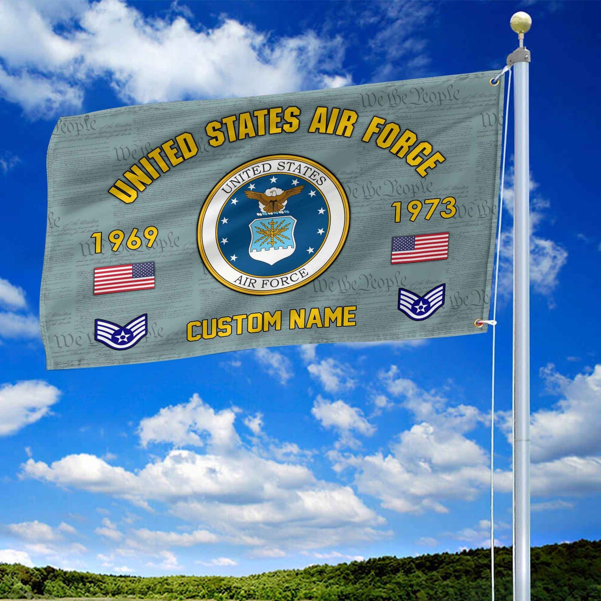 Premium Custom USAF Grommet Flag VPVC108604, Gifts For Air Force Veteran, Best Gifts On Father's Day, Armed Forces Day, Independence Day, Veterans Day.