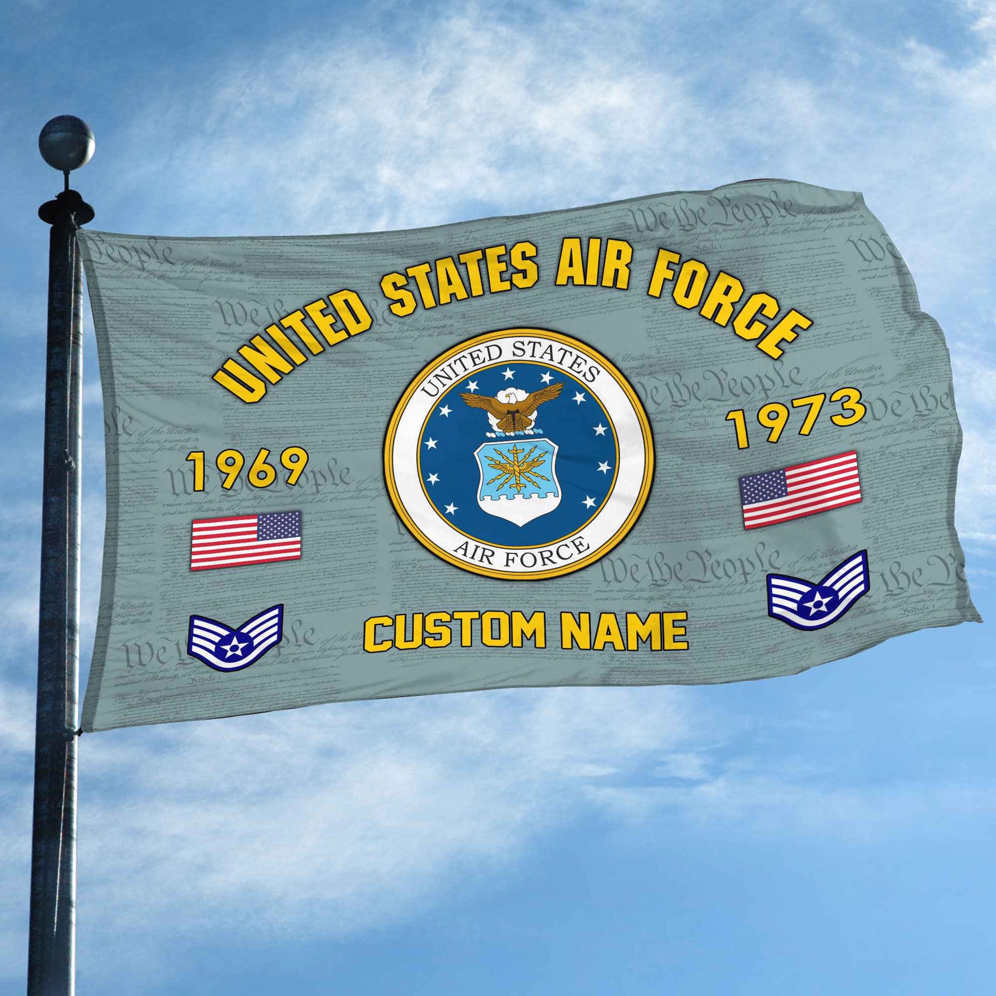 Premium Custom USAF Grommet Flag VPVC108604, Gifts For Air Force Veteran, Best Gifts On Father's Day, Armed Forces Day, Independence Day, Veterans Day.