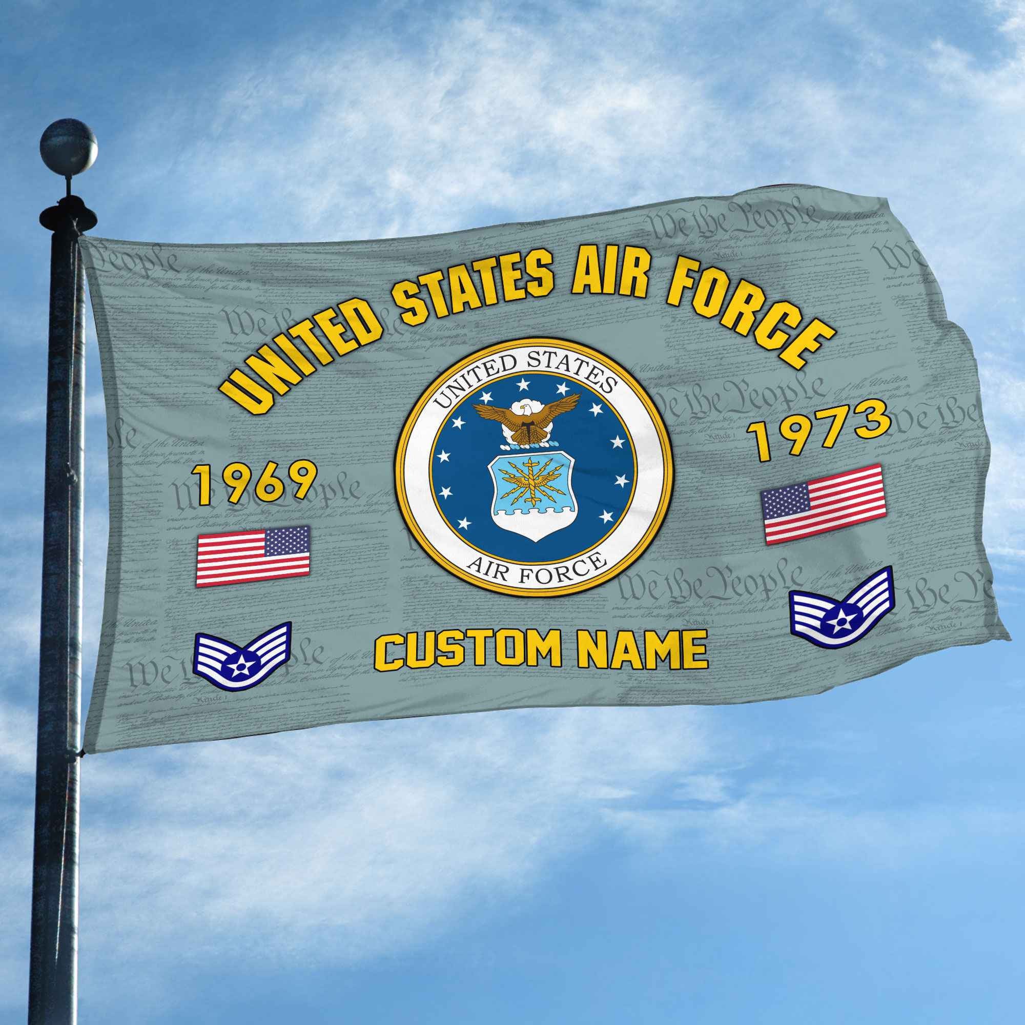 Premium Custom USAF Grommet Flag VPVC108604, Gifts For Air Force Veteran, Best Gifts On Father's Day, Armed Forces Day, Independence Day, Veterans Day.