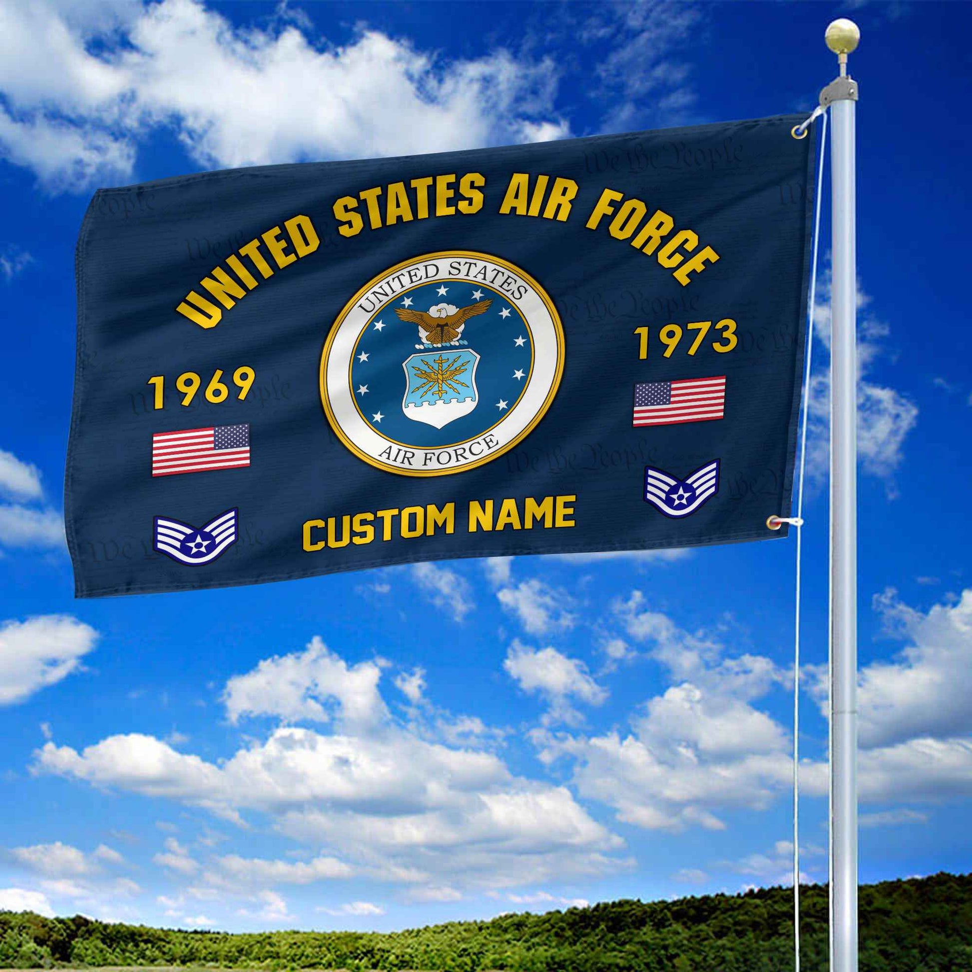 Premium Custom USAF Grommet Flag VPVC108612, Gifts For Air Force Veteran, Best Gifts On Father's Day, Armed Forces Day, Independence Day, Veterans Day.