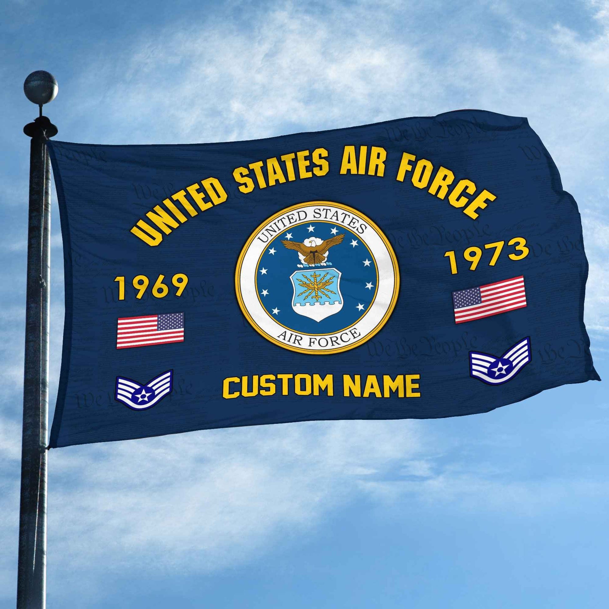 Premium Custom USAF Grommet Flag VPVC108612, Gifts For Air Force Veteran, Best Gifts On Father's Day, Armed Forces Day, Independence Day, Veterans Day.