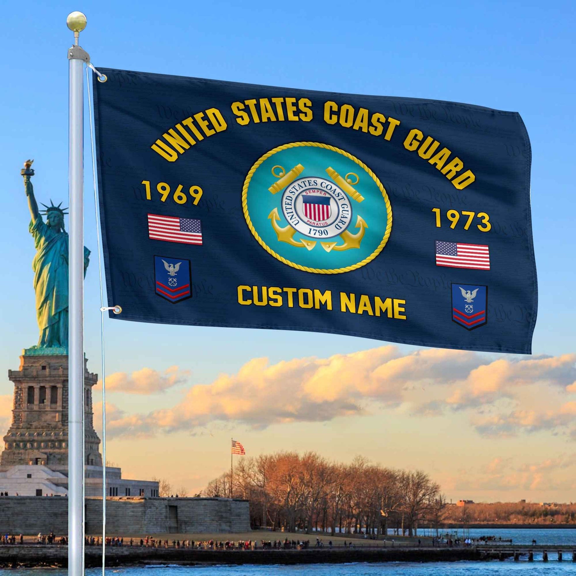 Premium Custom USCG Grommet Flag VPVC108605, Gifts For Coast Guard Veteran, Best Gifts On Father's Day, Armed Forces Day, Independence Day, Veterans Day.