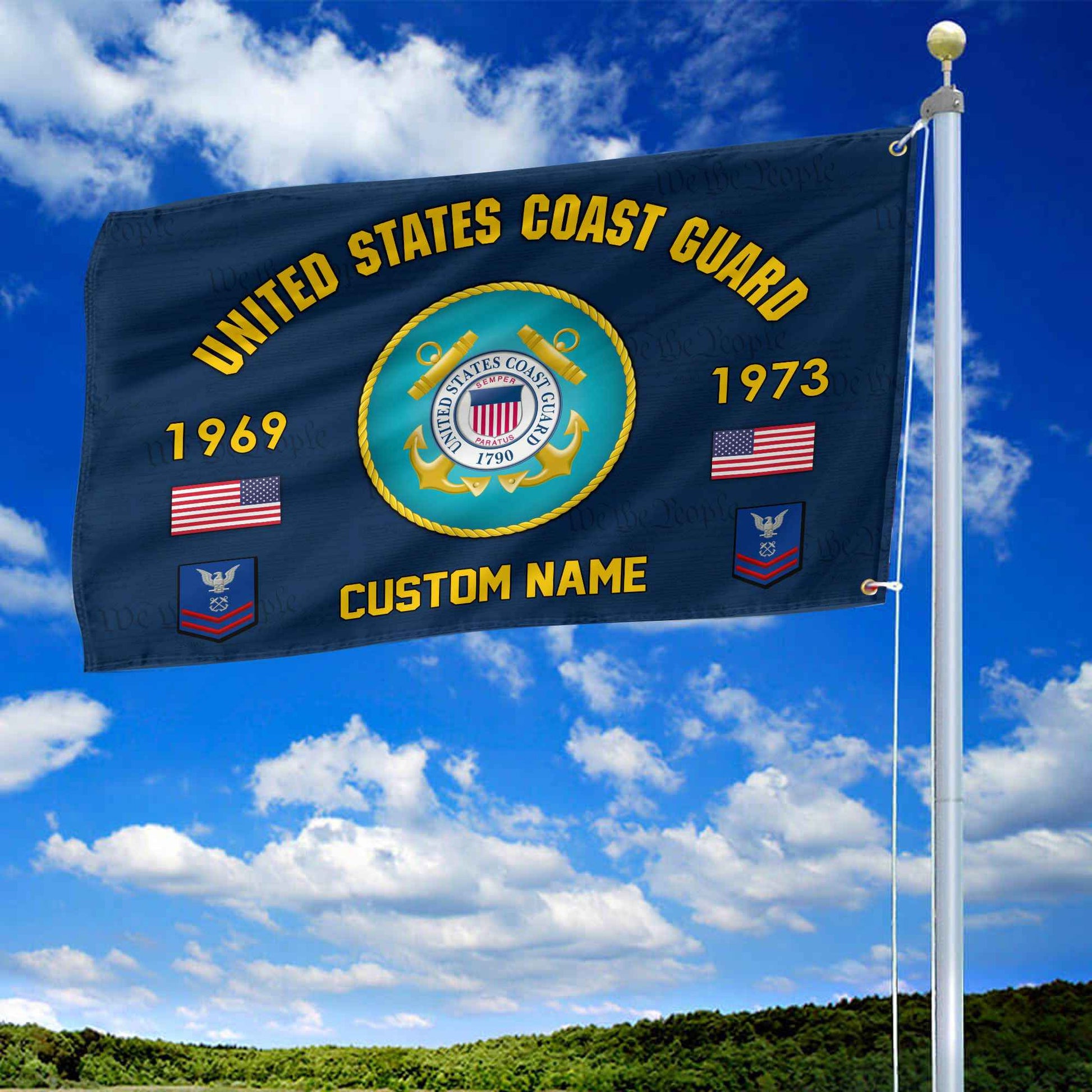 Premium Custom USCG Grommet Flag VPVC108605, Gifts For Coast Guard Veteran, Best Gifts On Father's Day, Armed Forces Day, Independence Day, Veterans Day.
