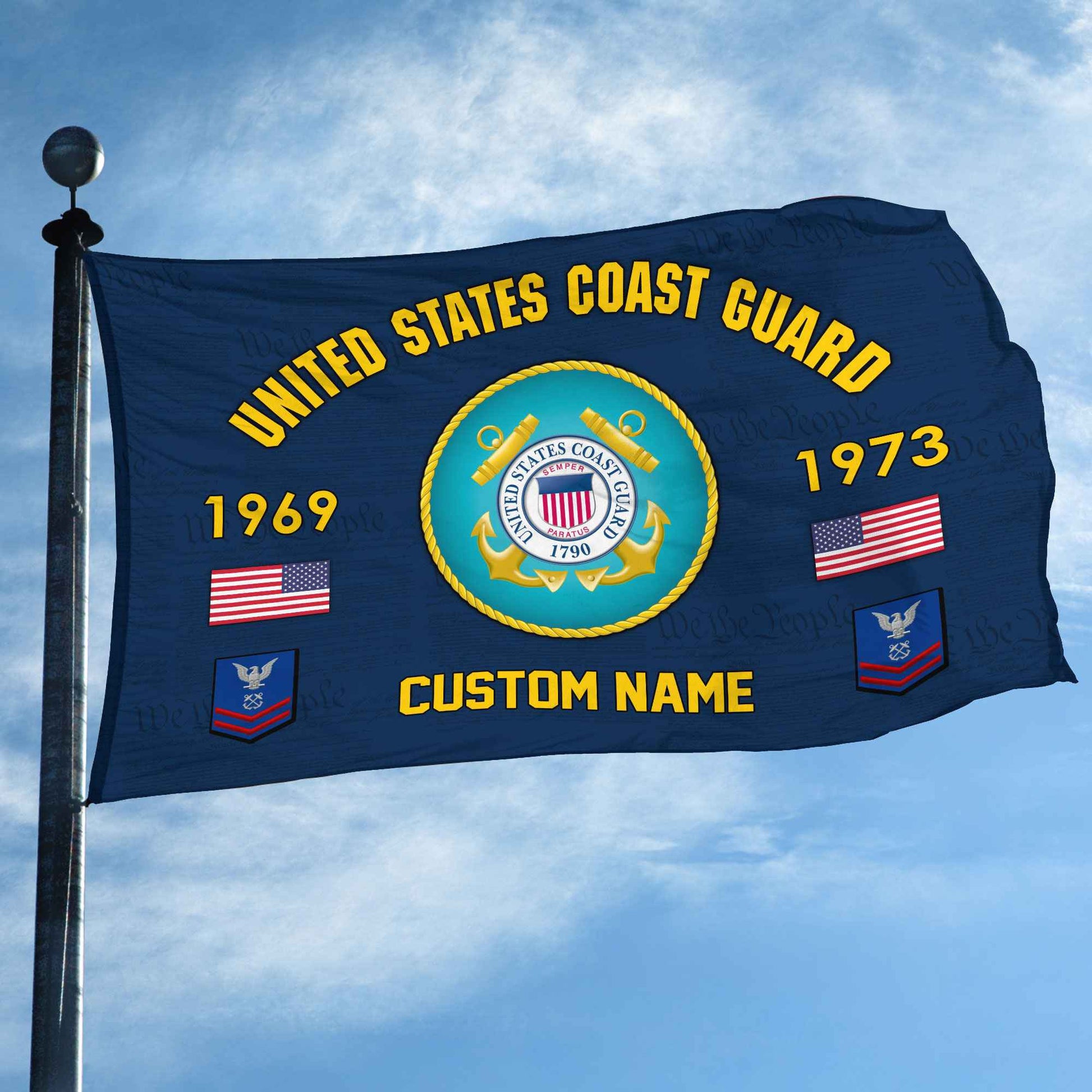 Premium Custom USCG Grommet Flag VPVC108605, Gifts For Coast Guard Veteran, Best Gifts On Father's Day, Armed Forces Day, Independence Day, Veterans Day.