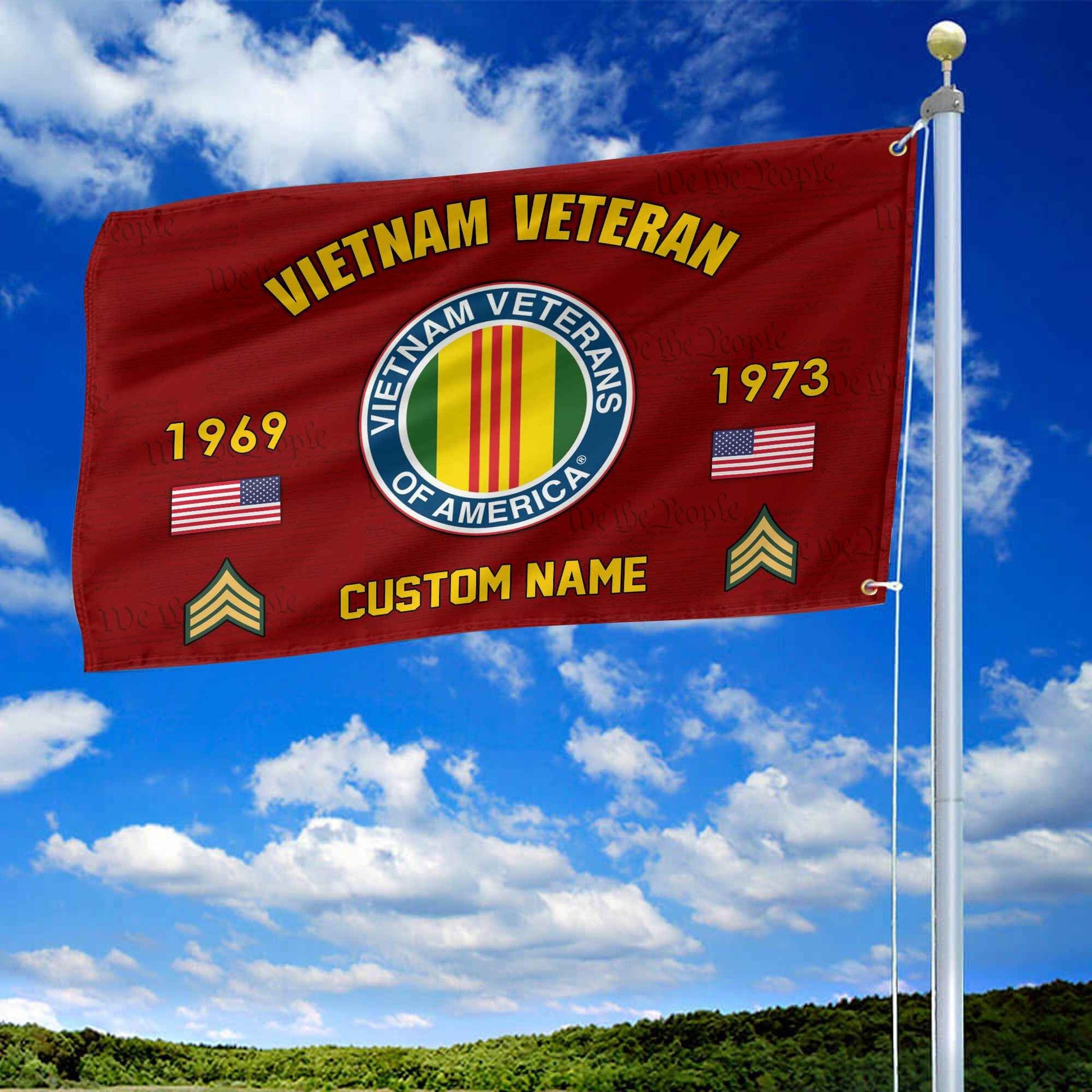 Premium Custom Vietnam Veteran Grommet Flag VPVC108606, Gifts For Vietnam Veteran, Best Gifts On Father's Day, Armed Forces Day, Independence Day, Veterans Day.