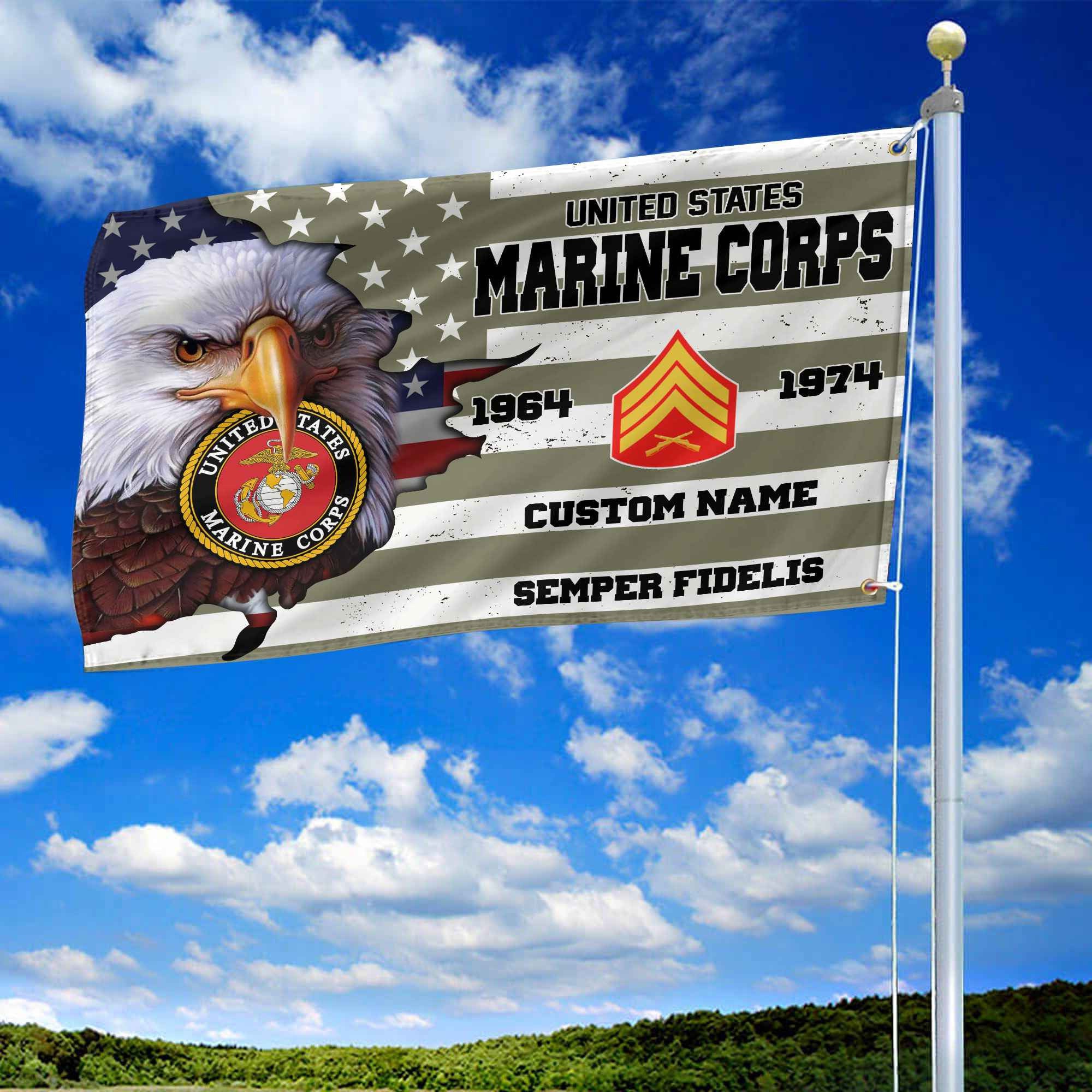 Premium Custom USMC Grommet Flag VPVC108711, Gifts For Marine Veteran, Best Gifts On Father's Day, Armed Forces Day, Independence Day, Veterans Day.