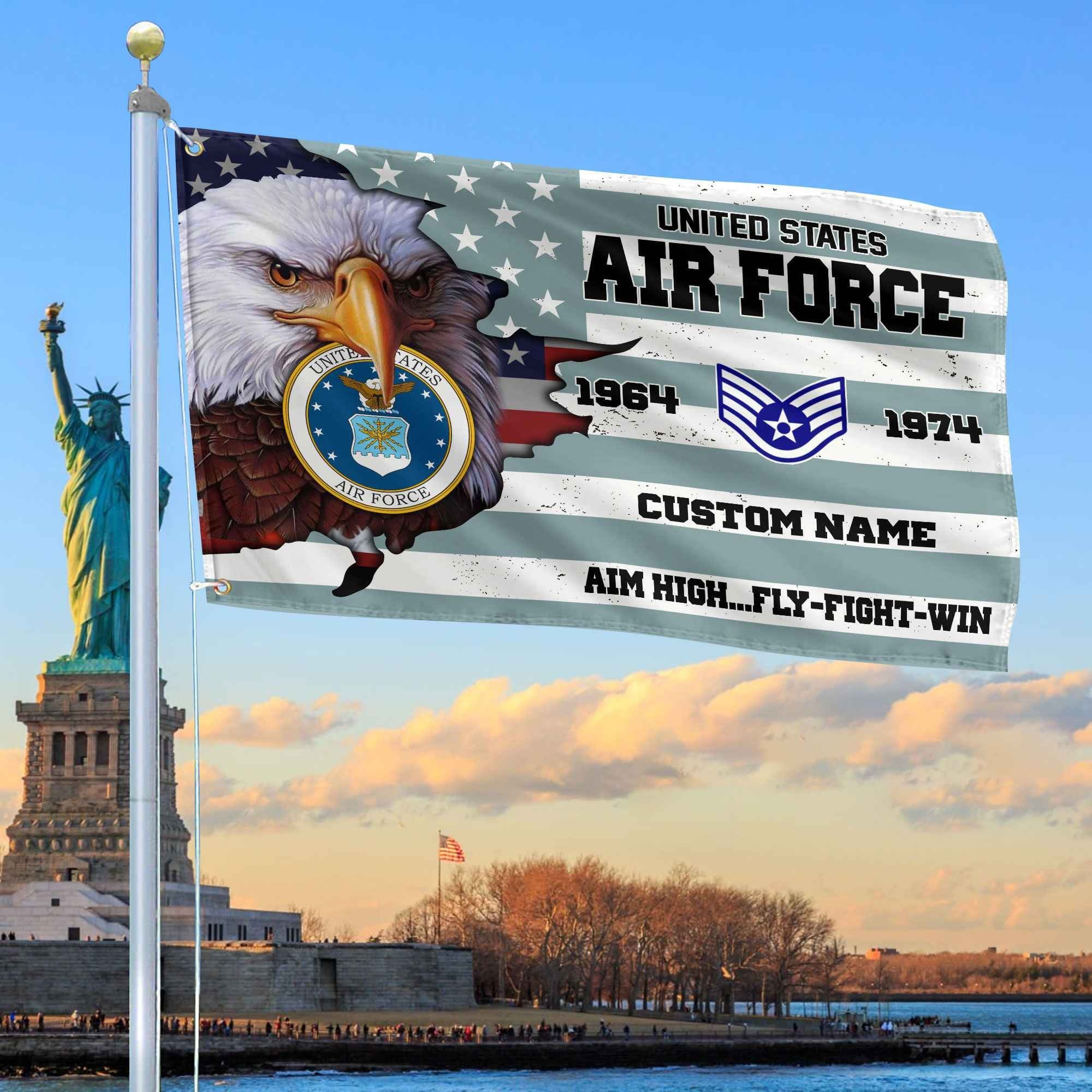 Premium Custom USAF Grommet Flag VPVC108704, Gifts For Air Force Veteran, Best Gifts On Father's Day, Armed Forces Day, Independence Day, Veterans Day.
